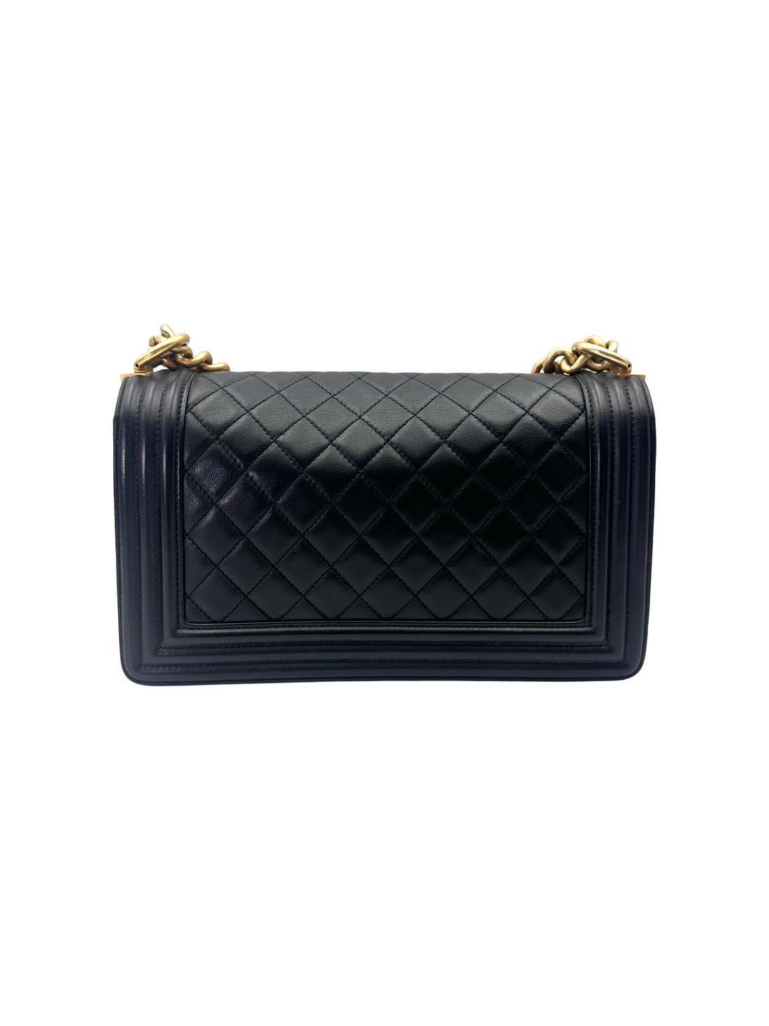 Chanel LeBoy Black Quilted Leather Medium Size Flap Bag With Gold Buckle(29***92) CC2248