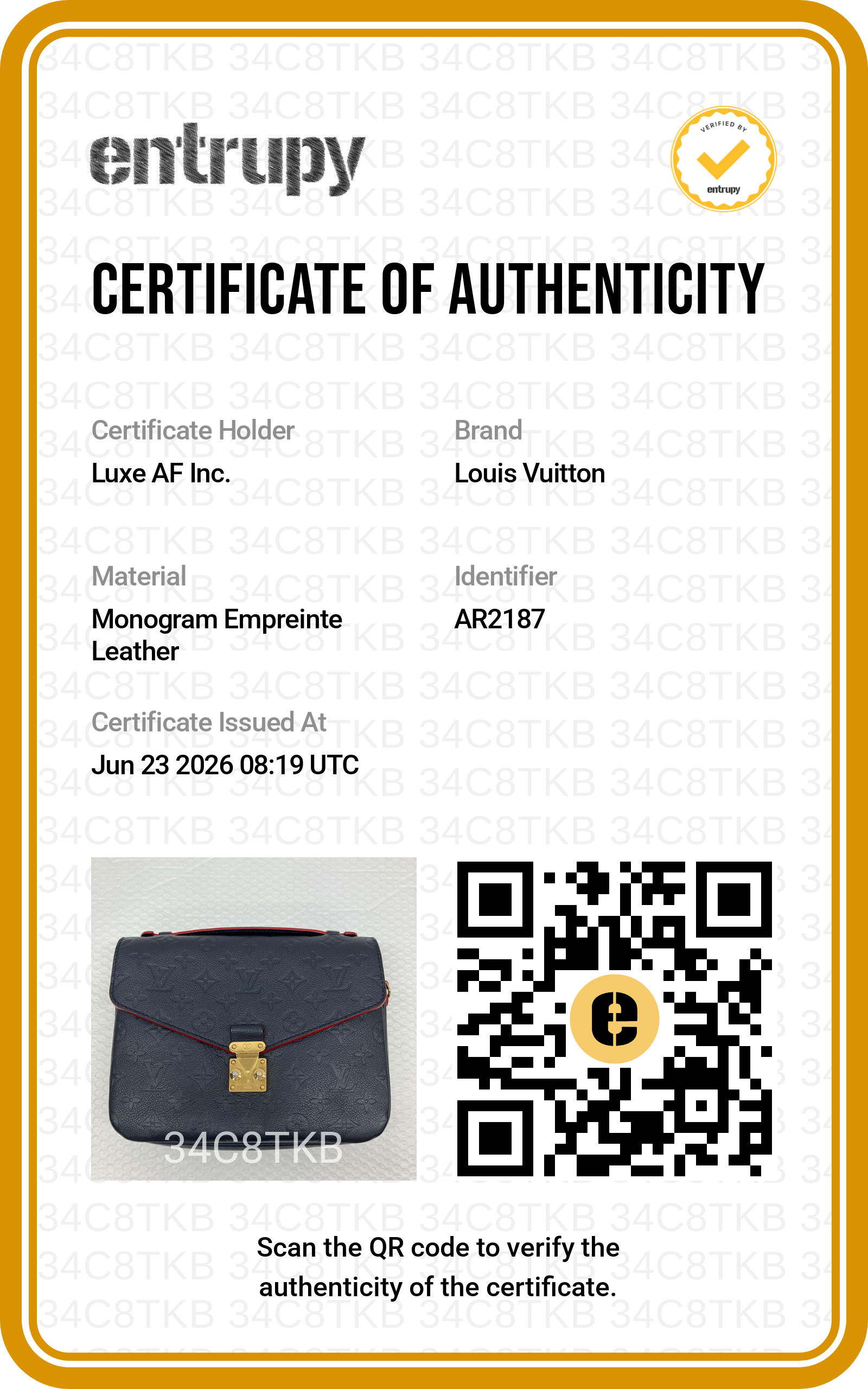 Louis Vuitton Navy Empreinte Monogram Leather Pochette Metis LV3107