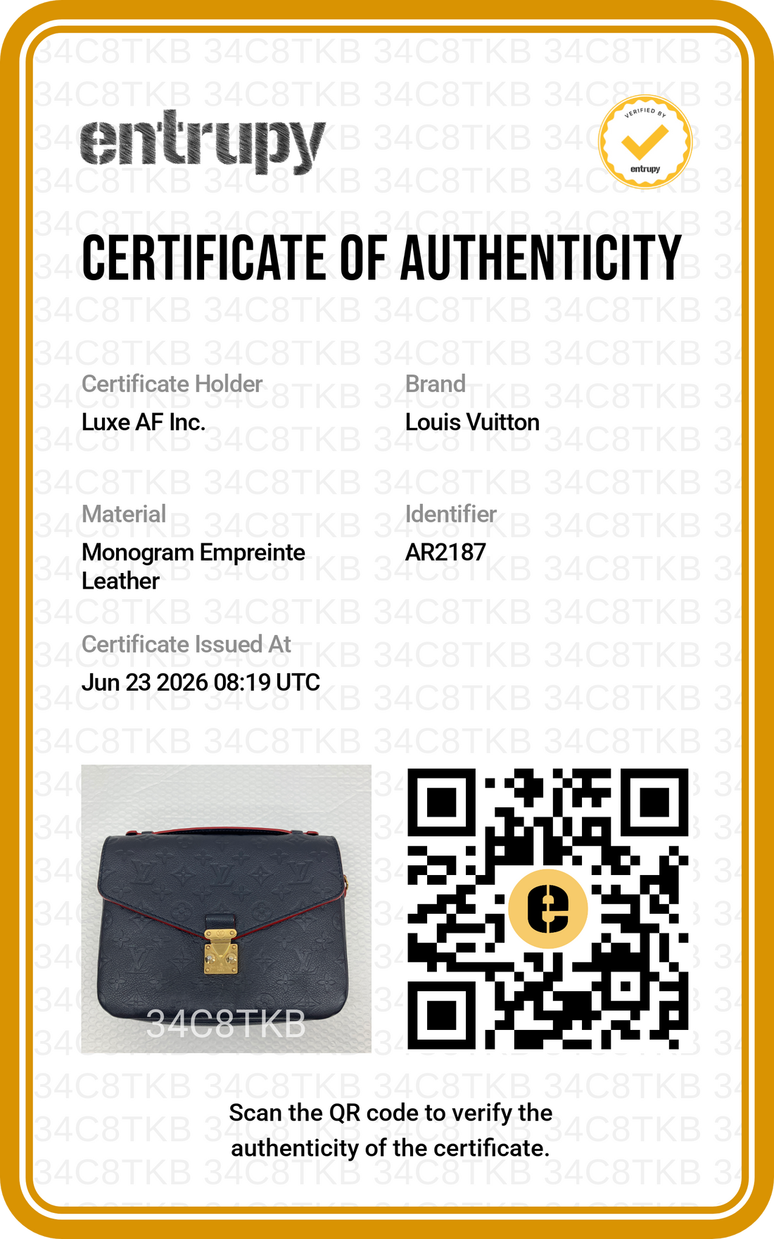 Louis Vuitton Navy Empreinte Monogram Leather Pochette Metis LV3107