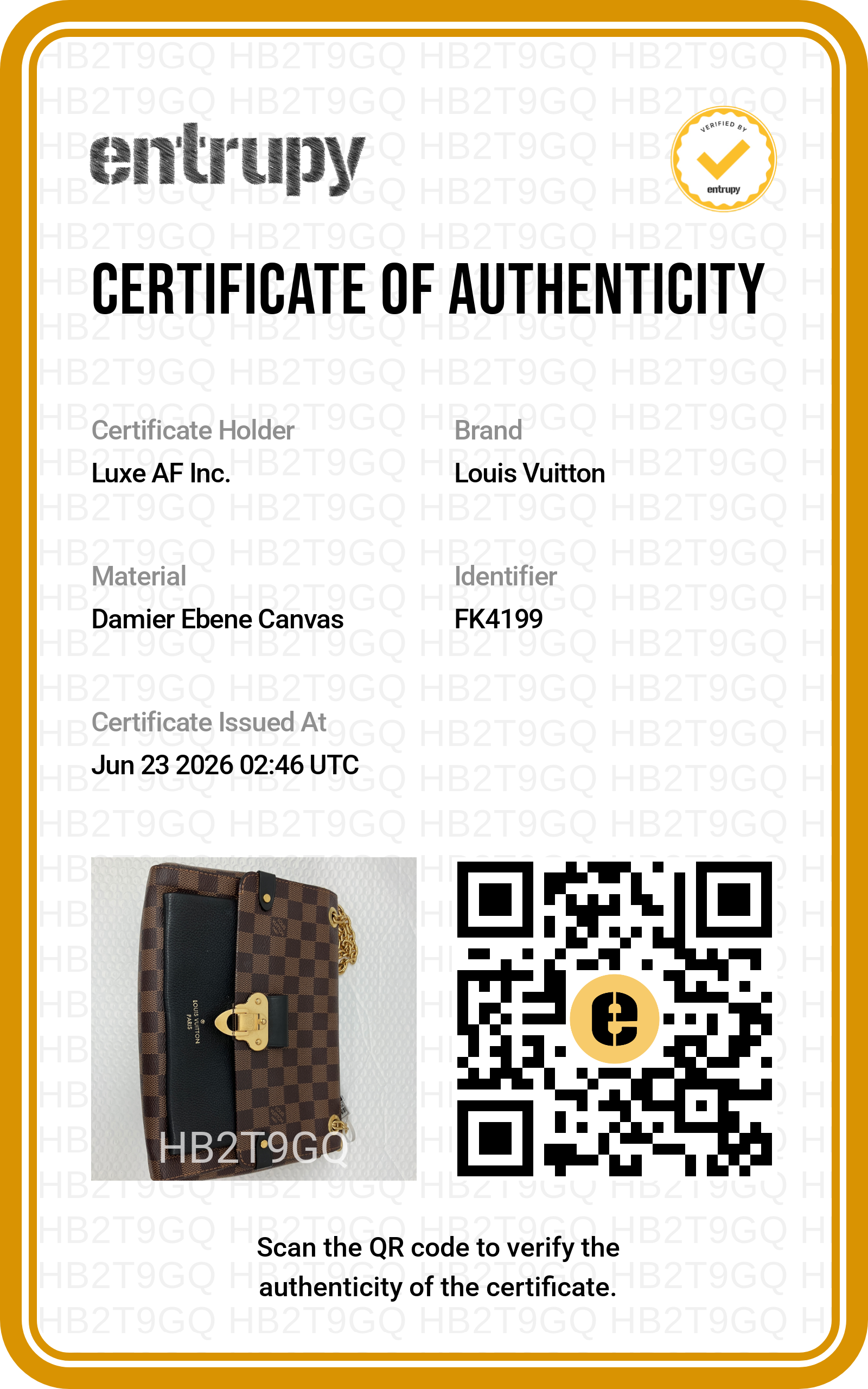 Louis Vuitton Vavin MM Damier Ebene & Black Leather Wallet On Chain LV3101