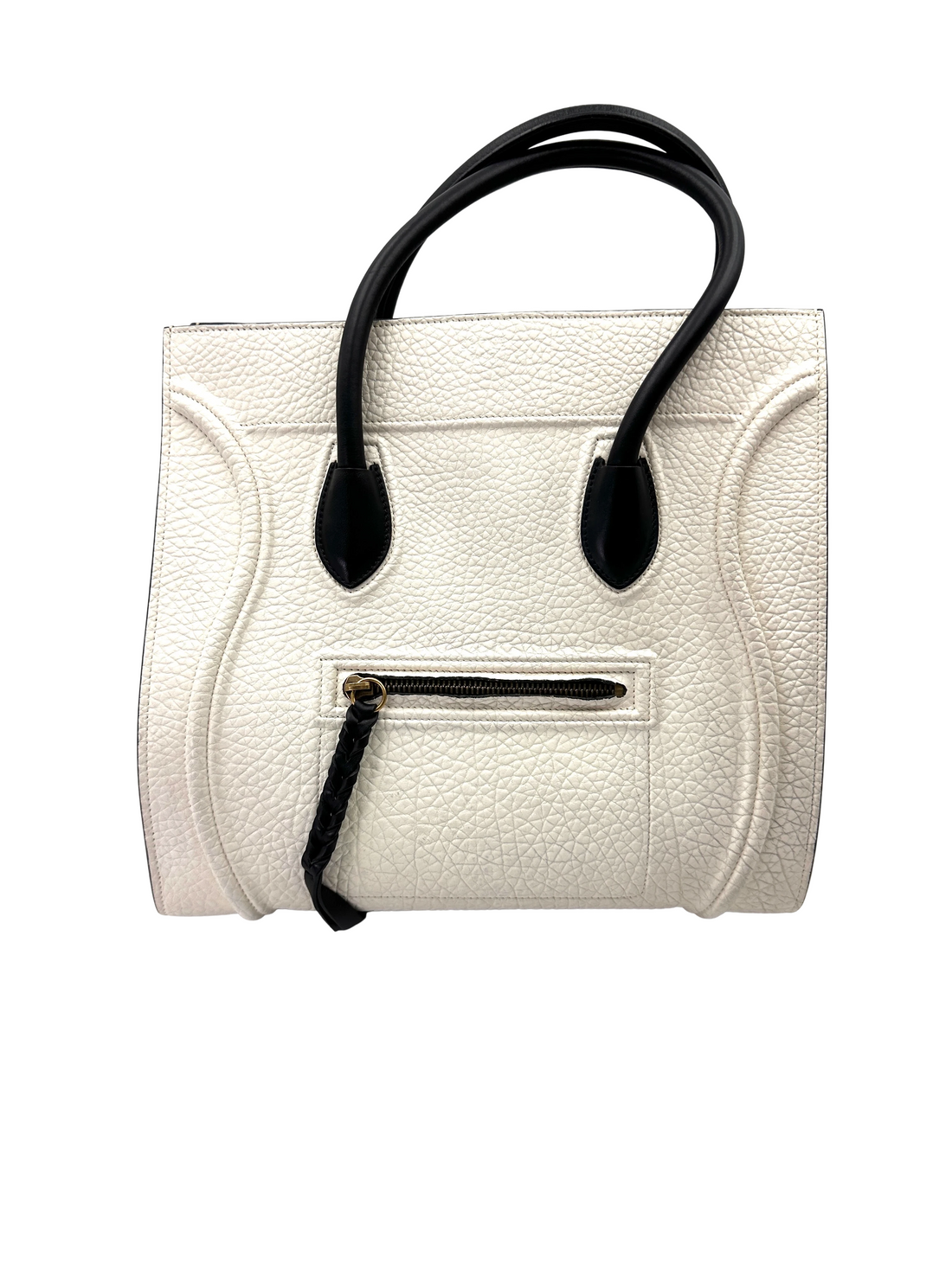 Celine Luggage White Leather Large Size Handle Bag CE178