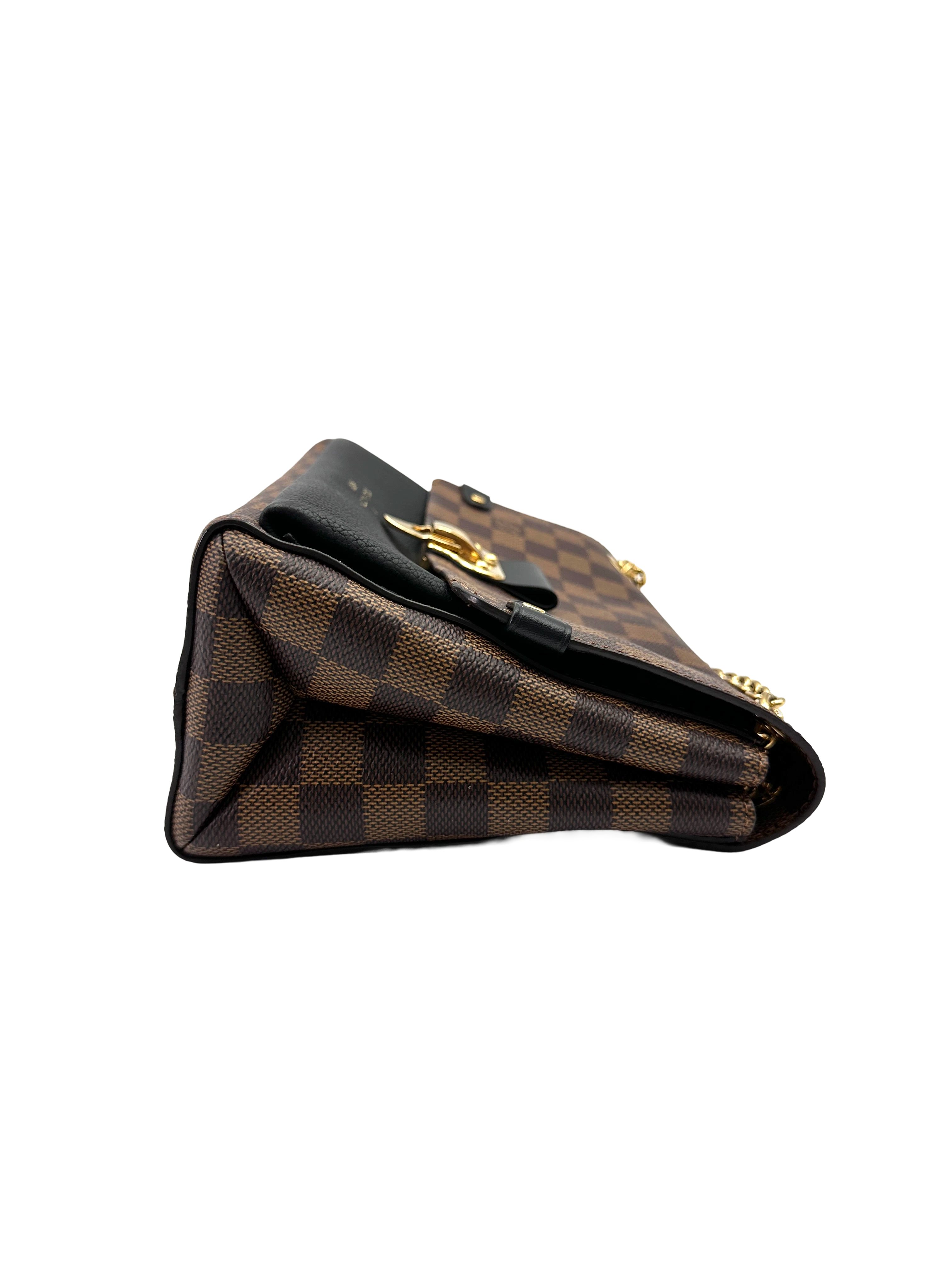 Louis Vuitton Vavin MM Damier Ebene & Black Leather Canvas Wallet On Chain LV3111