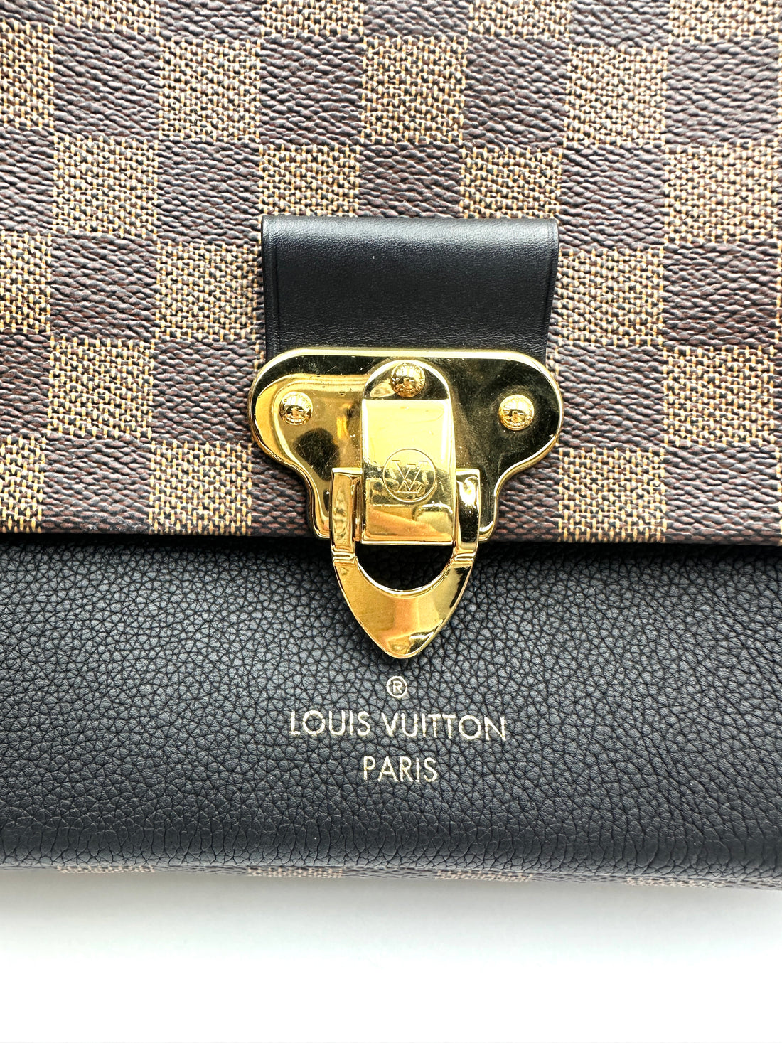 Louis Vuitton Vavin MM Damier Ebene & Black Leather Canvas Wallet On Chain LV3111