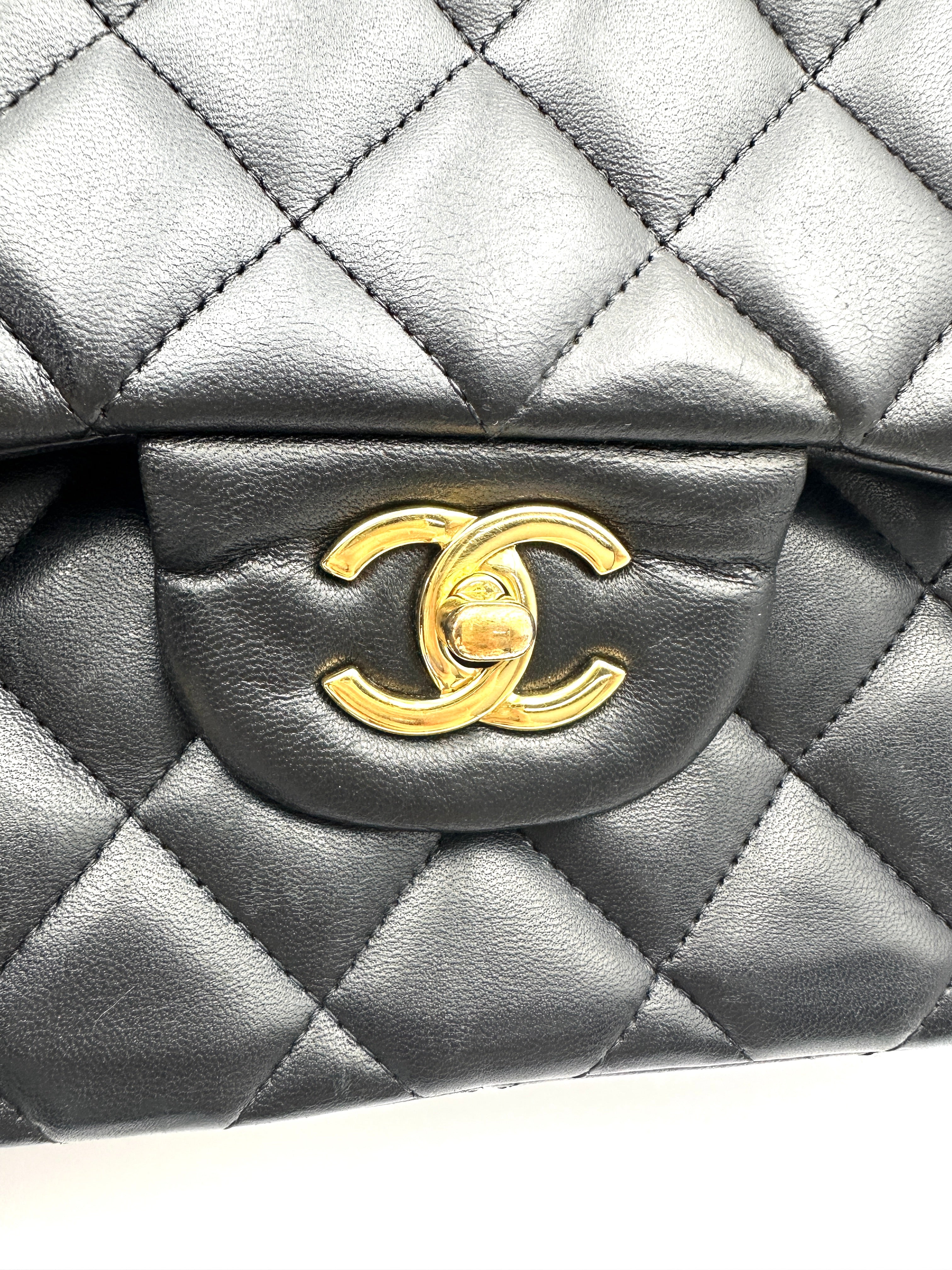 Chanel Classic Flap Black Quilted Leather Jumbo Shoulder Bag With Gold Buckle(17***01) CC2250