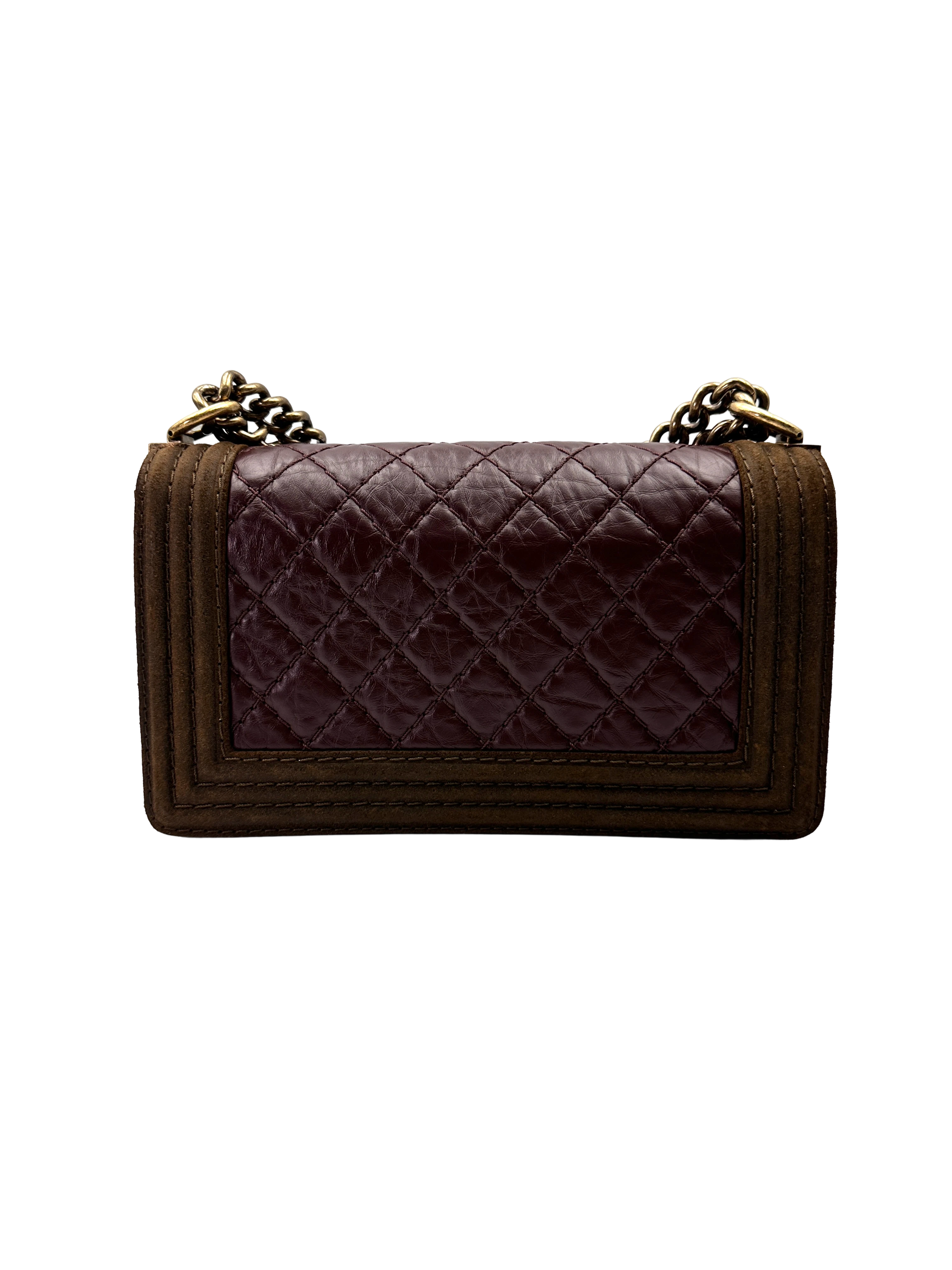 Chanel LeBoy Brown/Red Quilted Leather Medium Size Flap Bag(18***63) CC2252