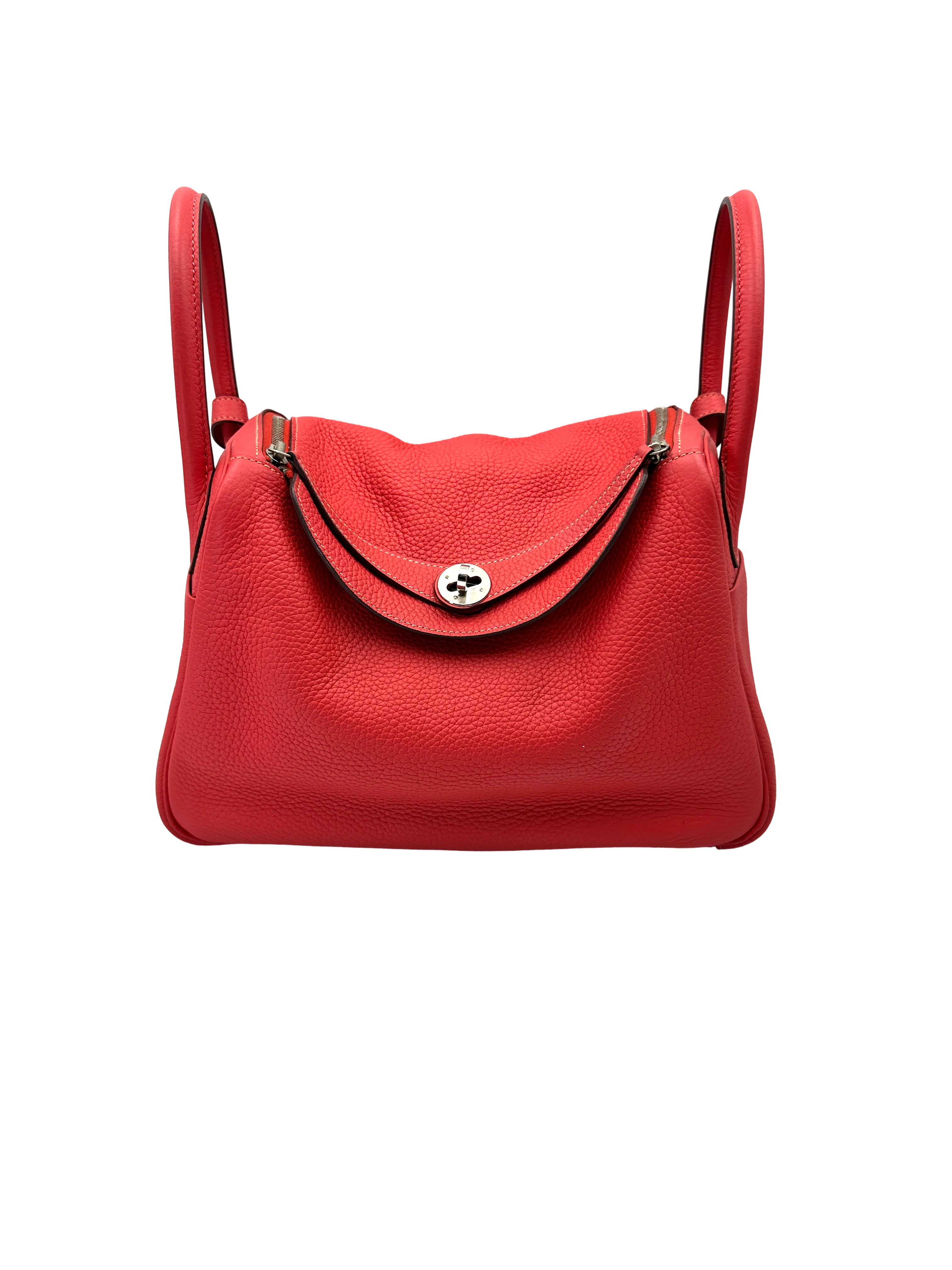 Hermes Lindy30 Red Leather Handle Bag HR131