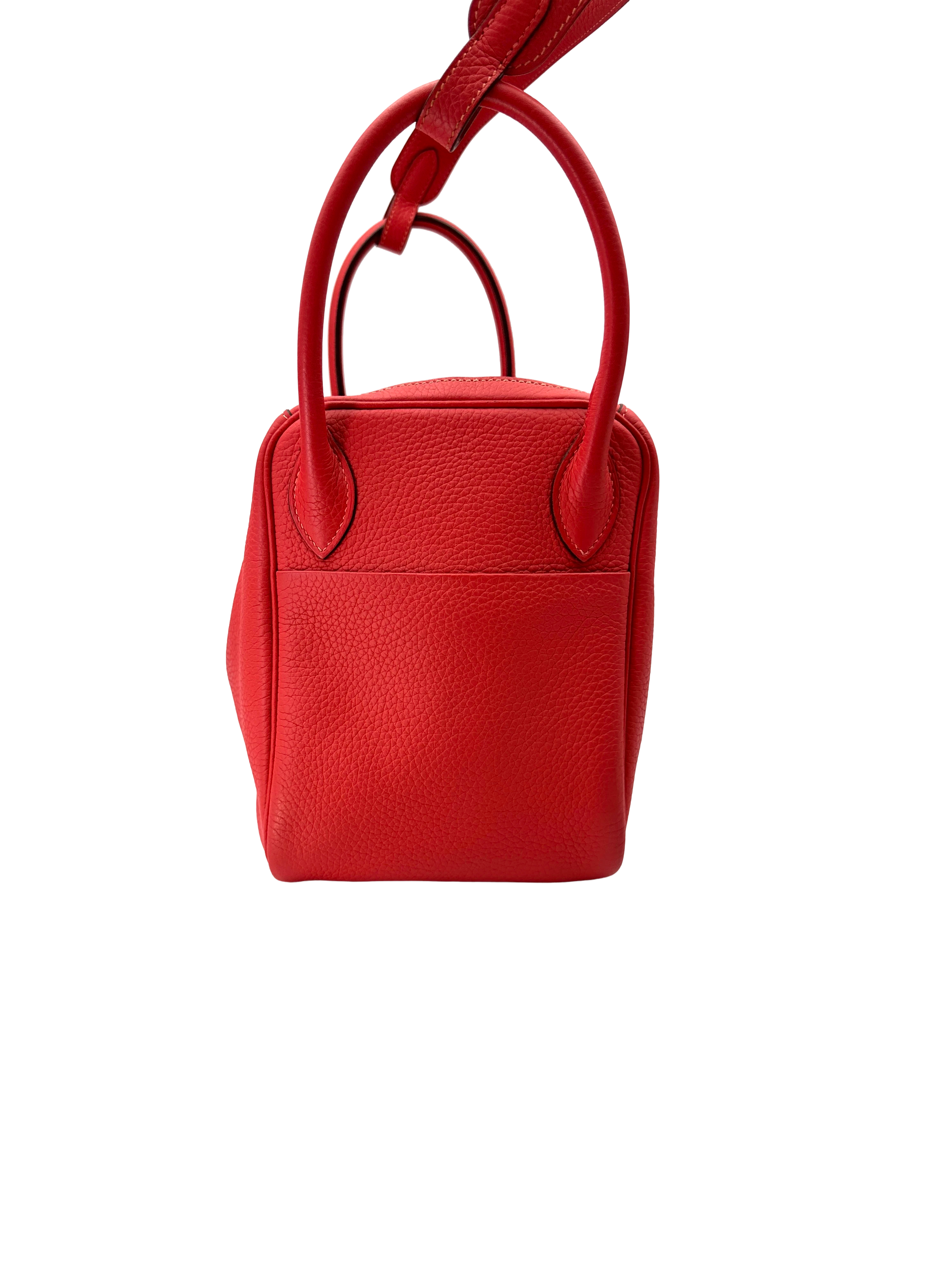 Hermes Lindy30 Red Leather Handle Bag HR131