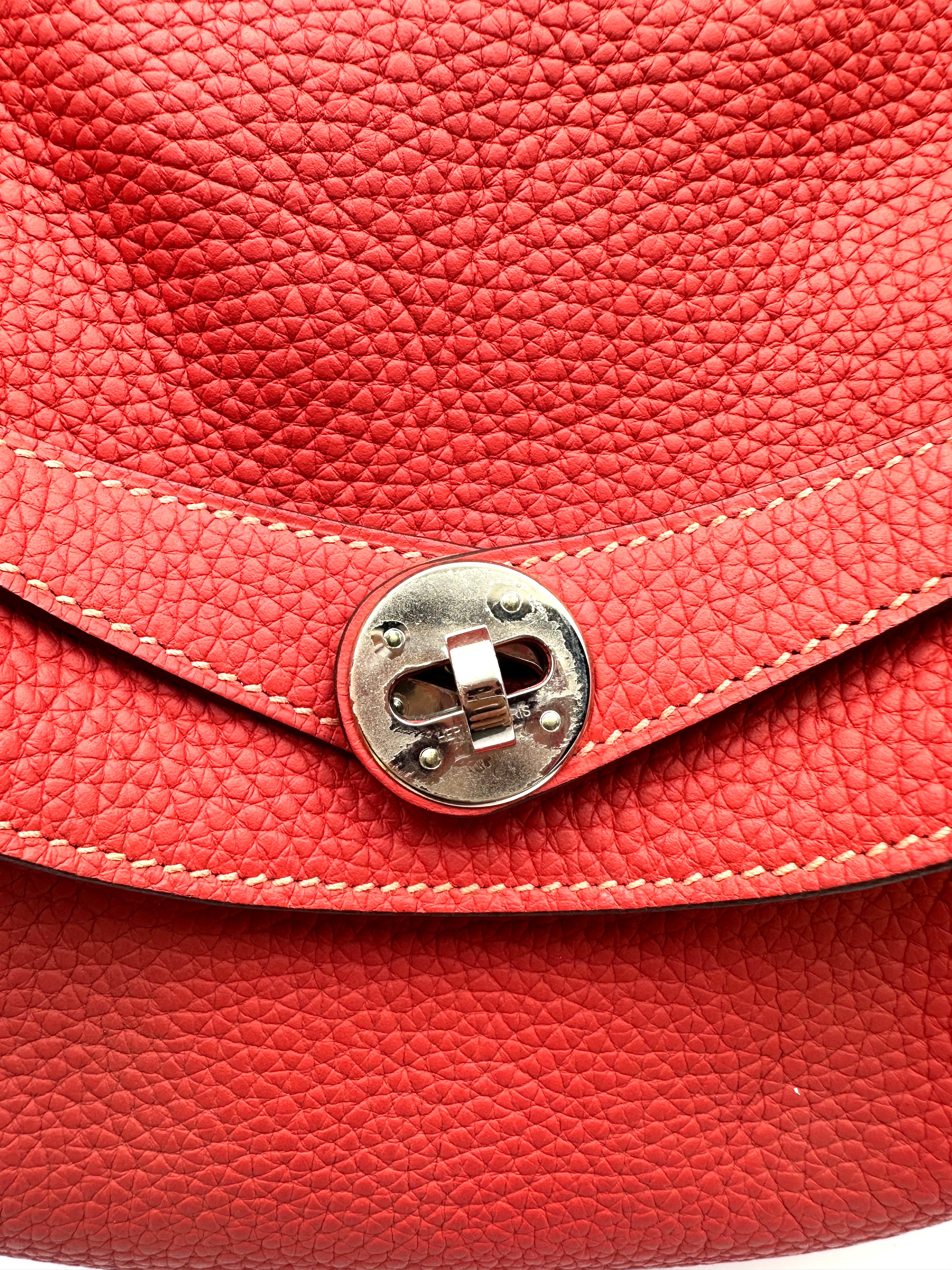 Hermes Lindy30 Red Leather Handle Bag HR131