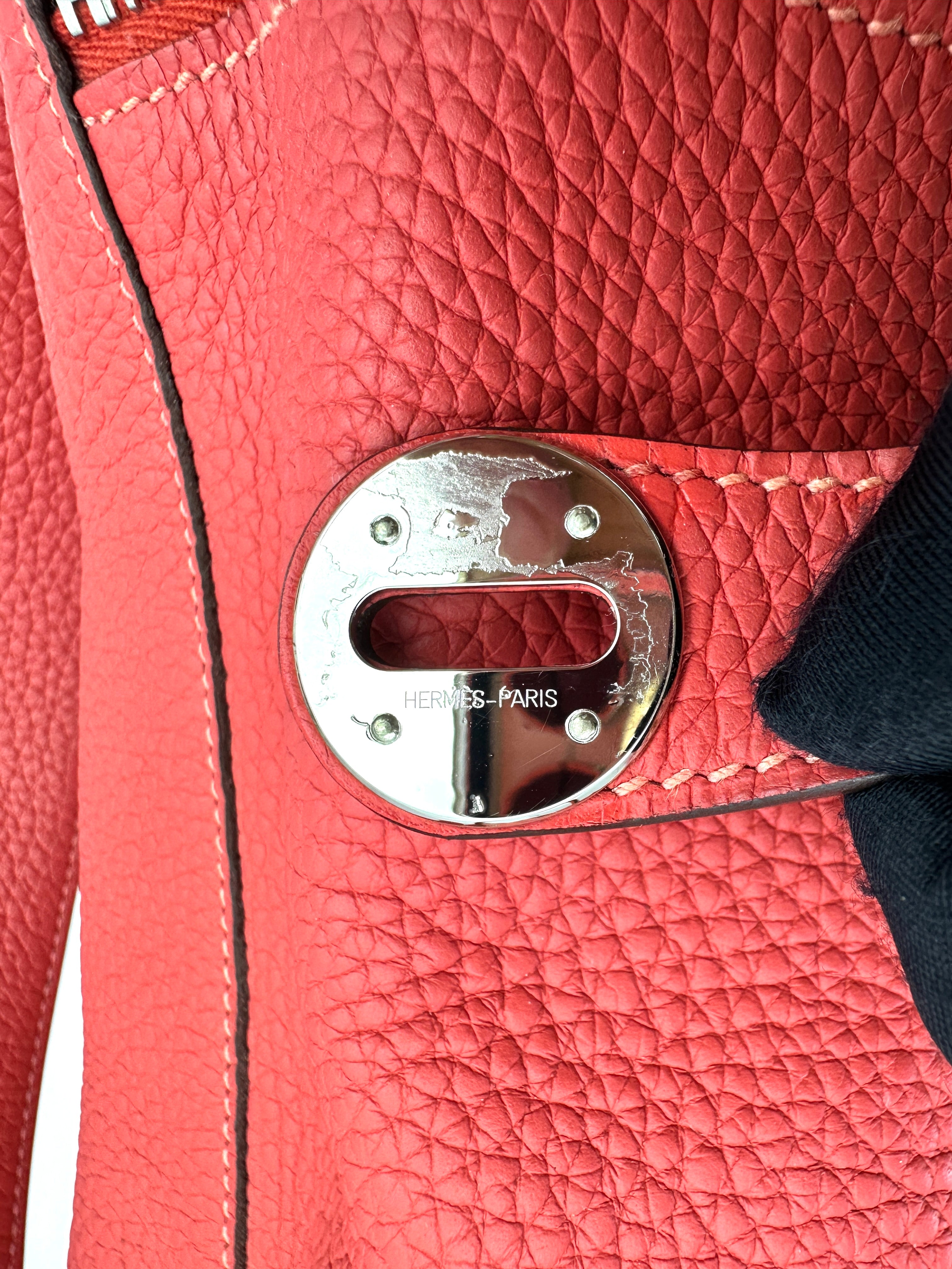 Hermes Lindy30 Red Leather Handle Bag HR131