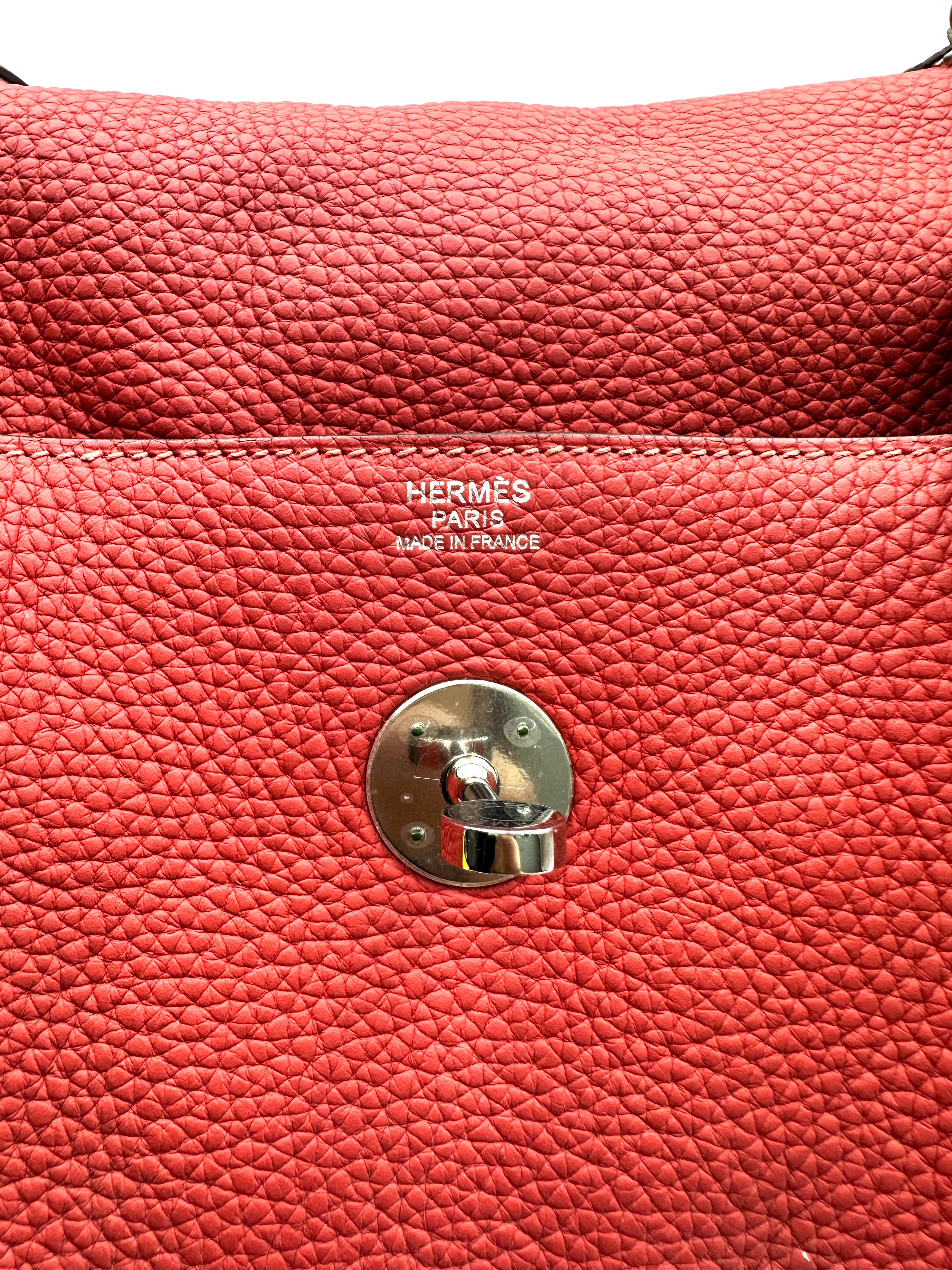 Hermes Lindy30 Red Leather Handle Bag HR131