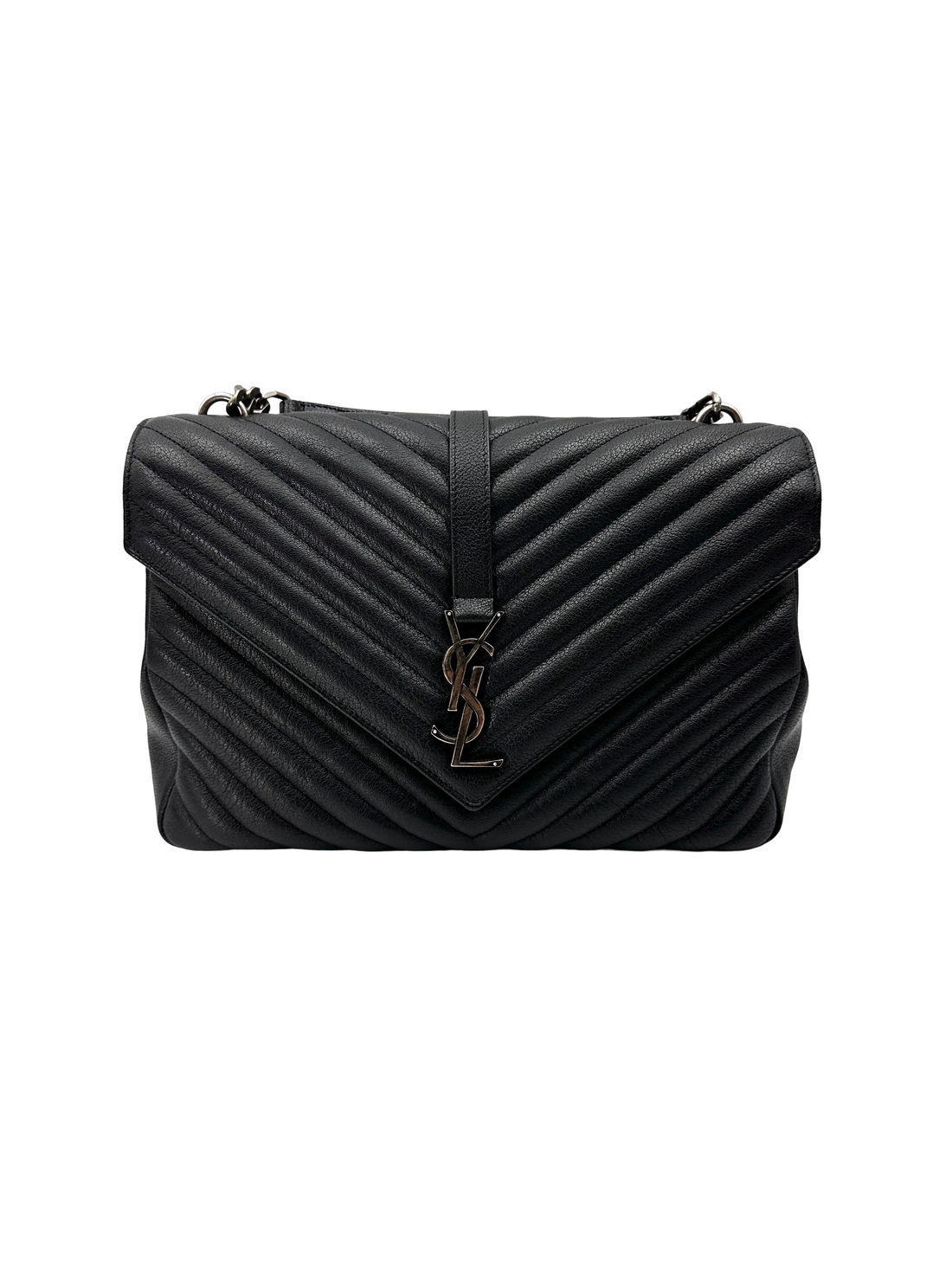 Saint Laurent College Black Quilted Leather Shoulder Bag SL268