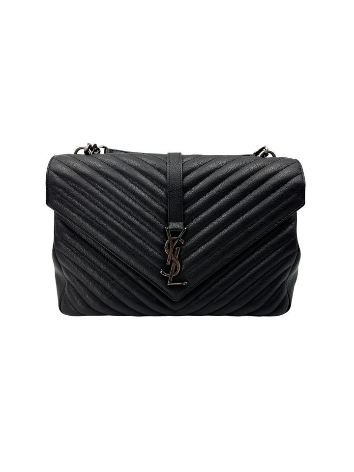 Saint Laurent College Black Quilted Leather Shoulder Bag SL268