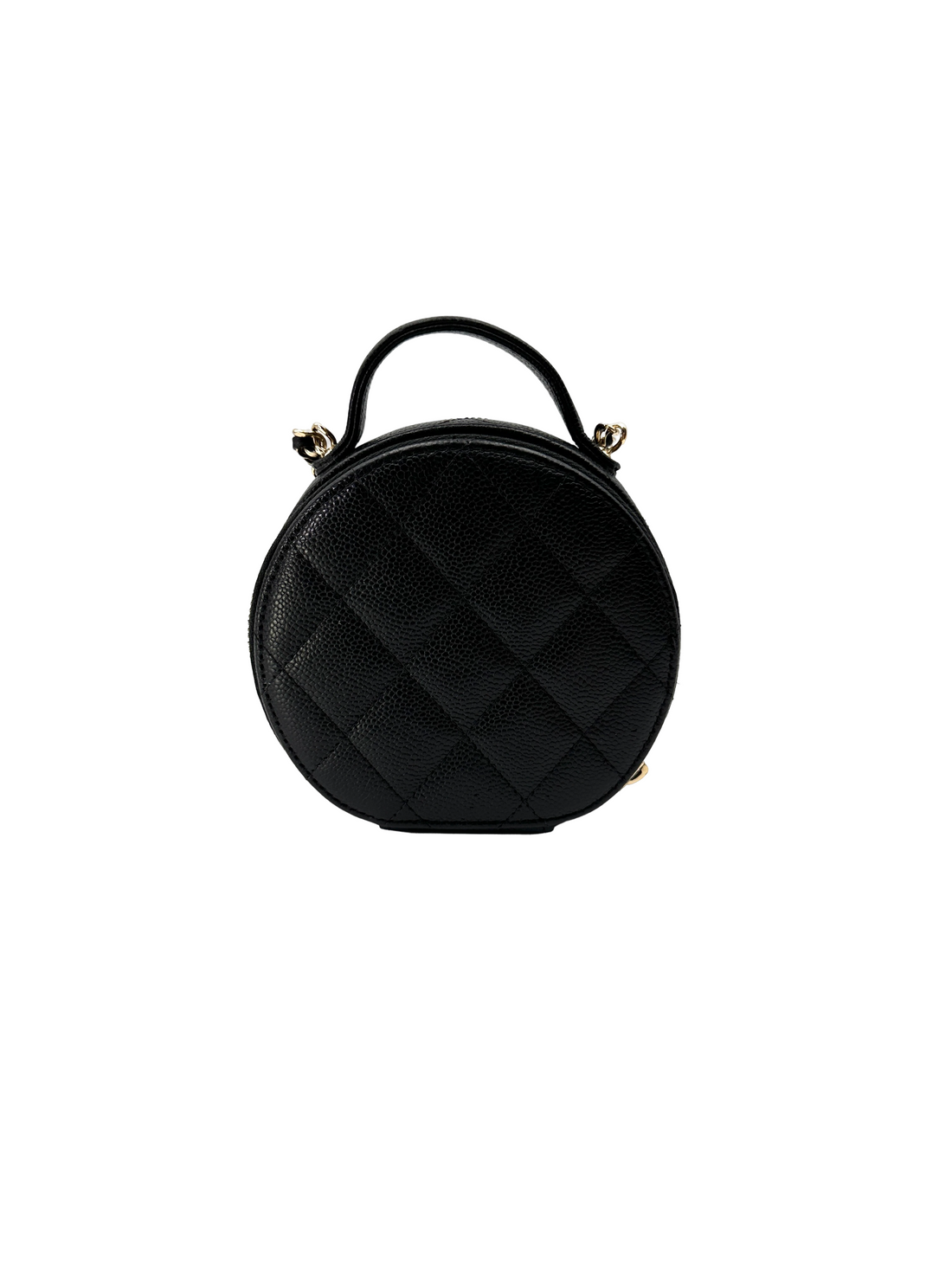 Chanel Black Quilted Leather Top Handle Round Clutch(31***77) CC2260