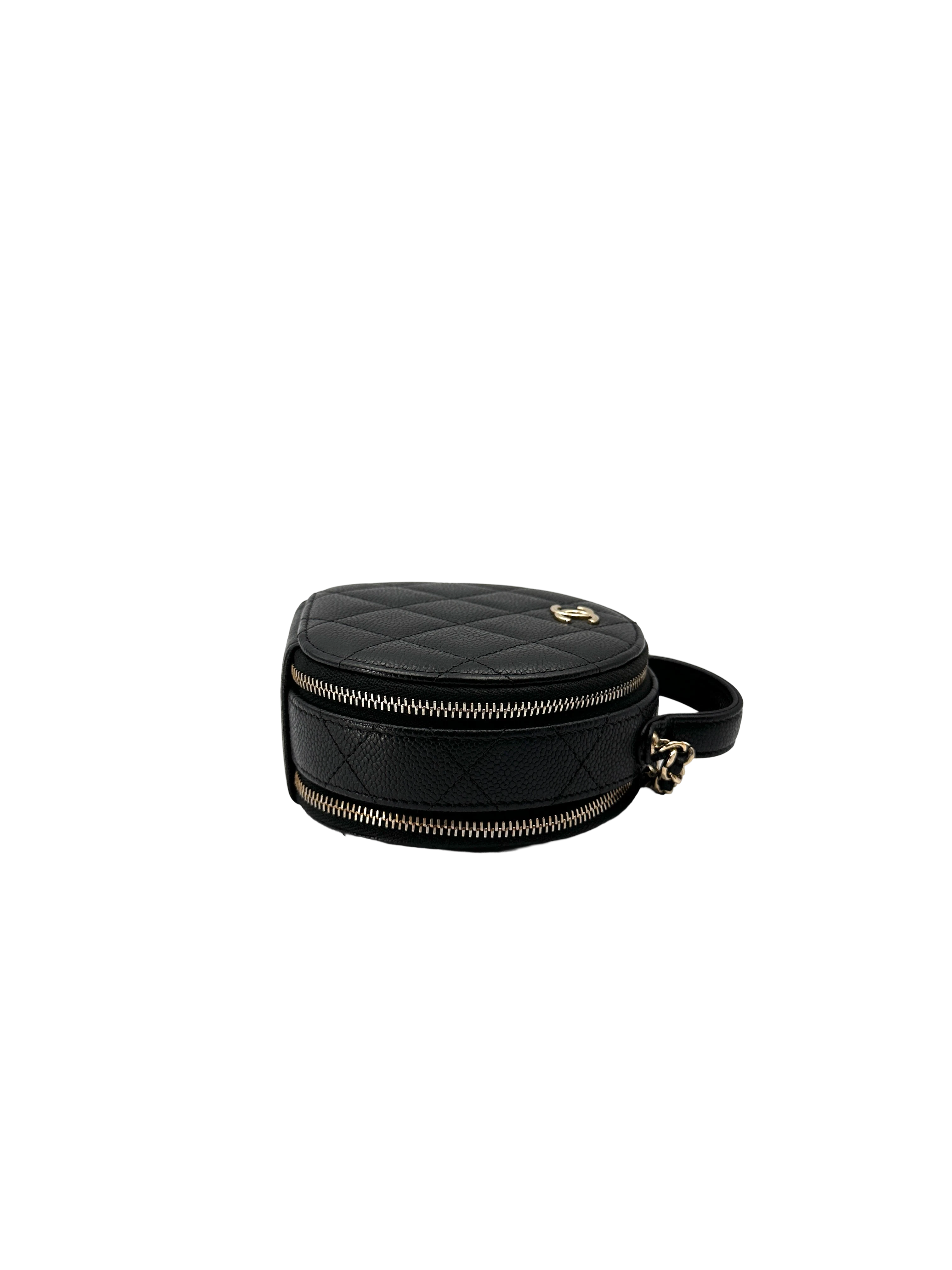 Chanel Black Quilted Leather Top Handle Round Clutch(31***77) CC2260
