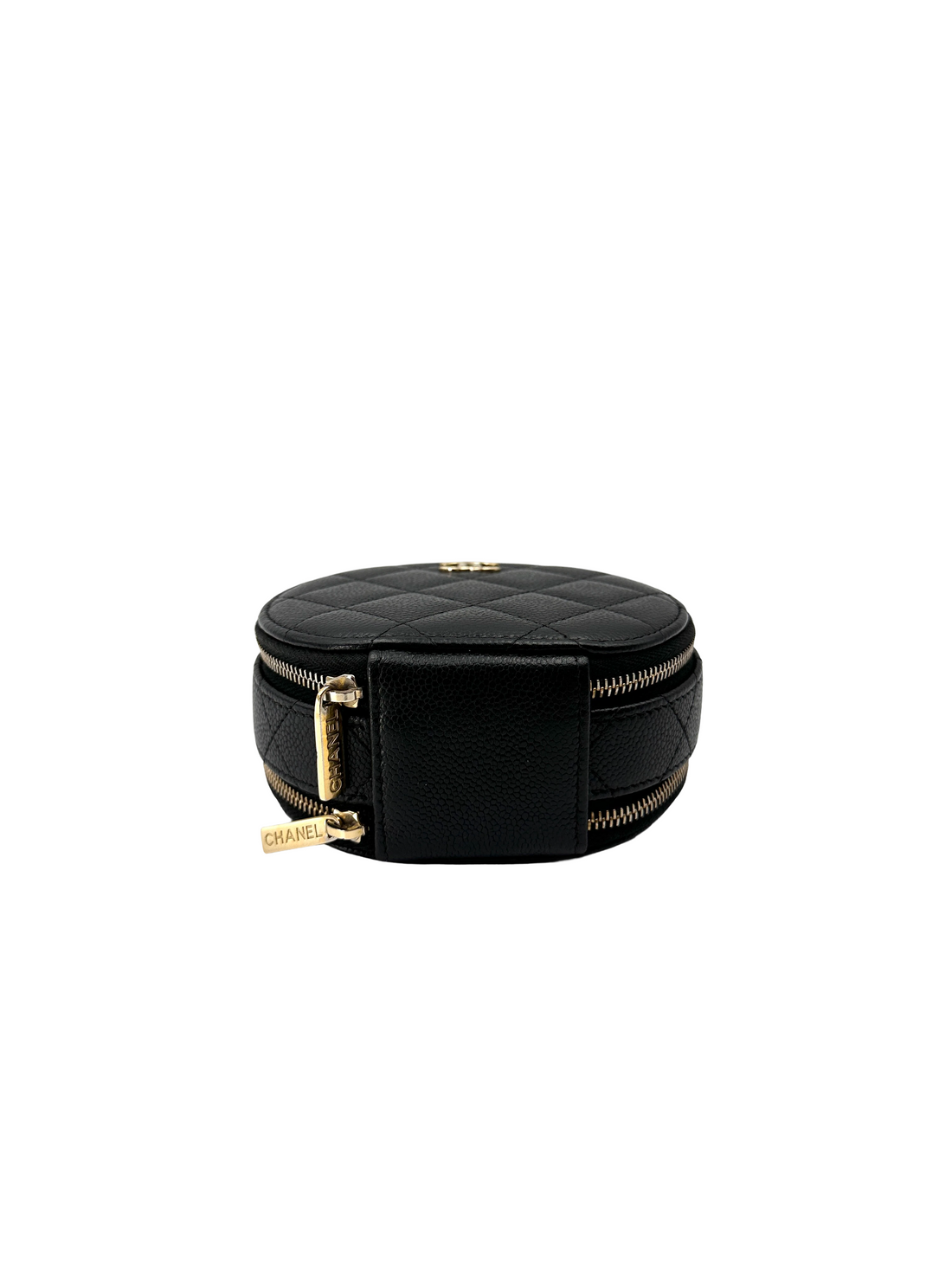Chanel Black Quilted Leather Top Handle Round Clutch(31***77) CC2260