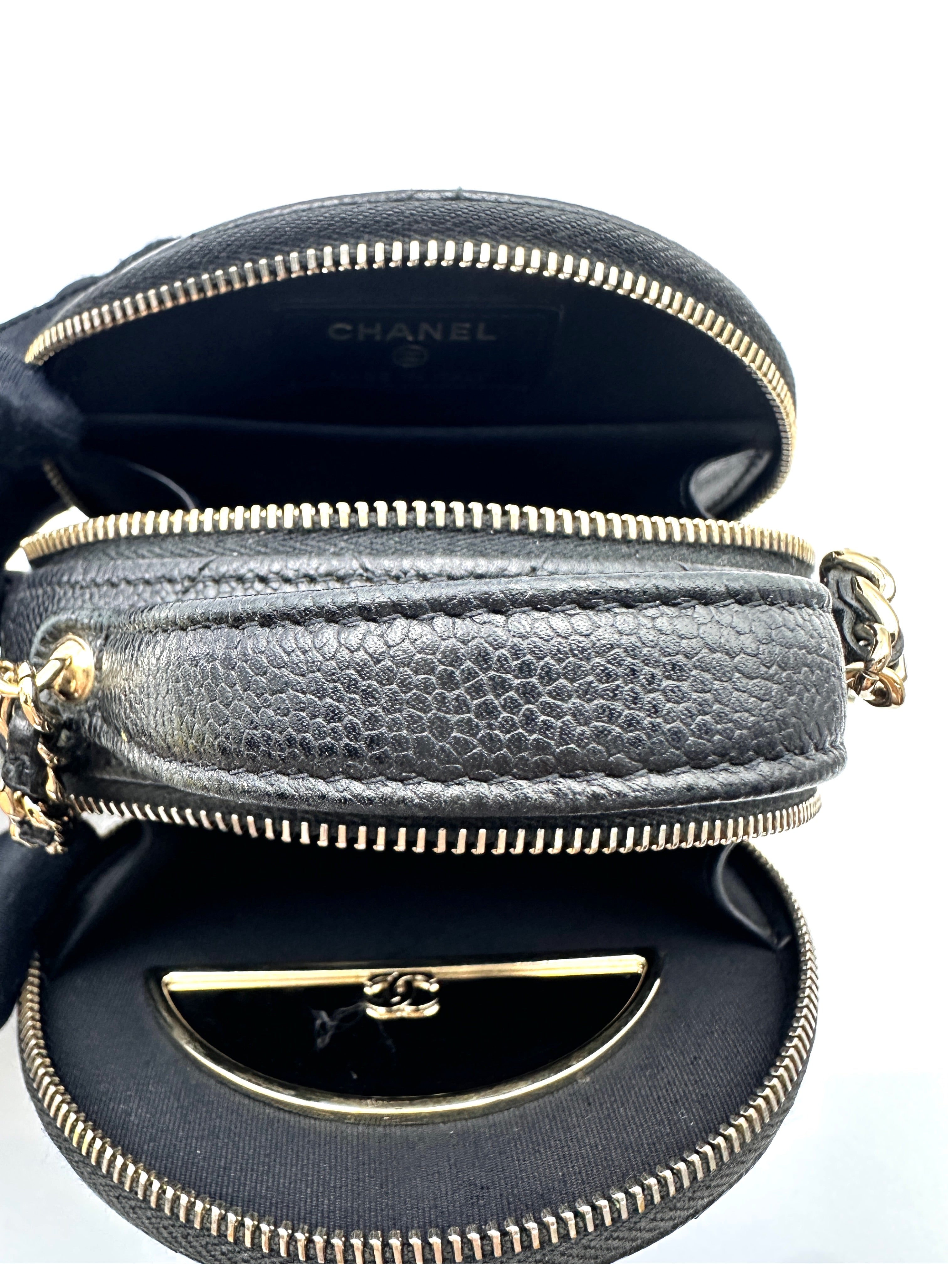 Chanel Black Quilted Leather Top Handle Round Clutch(31***77) CC2260