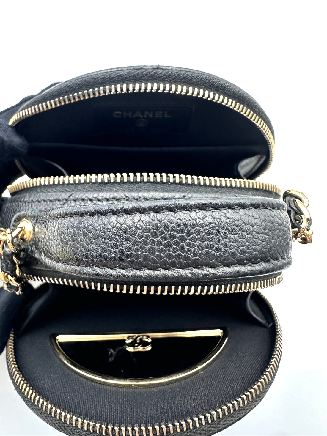 Chanel Black Quilted Leather Top Handle Round Clutch(31***77) CC2260