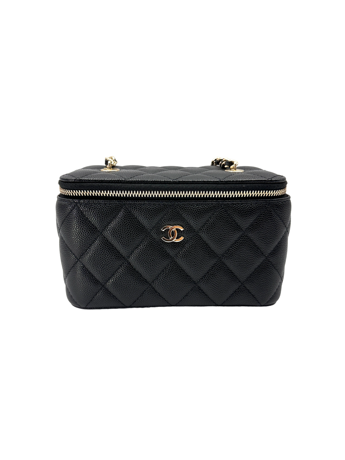 Chanel Black Quilted Leather Vanity Case(32***14) CC2256