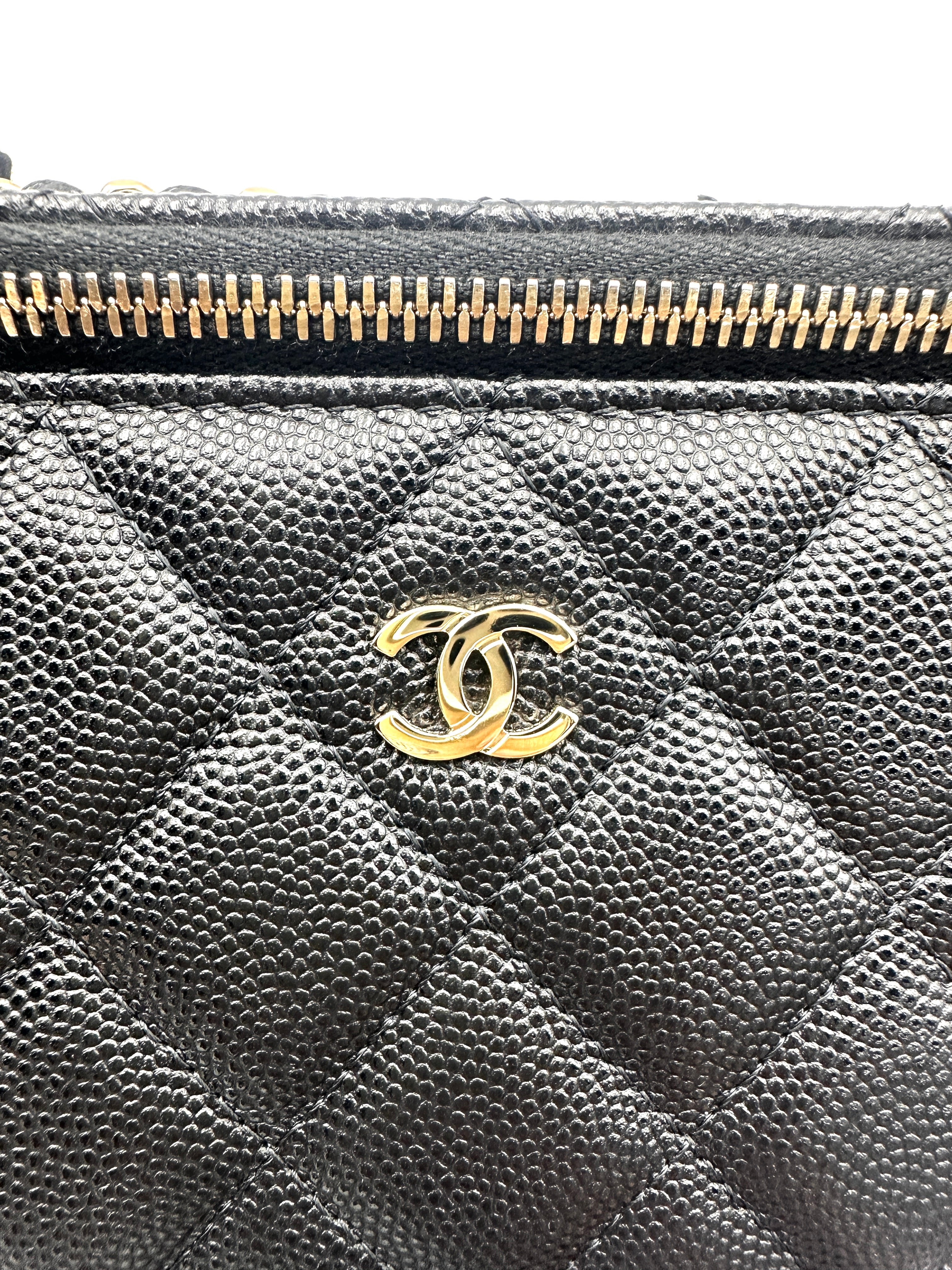 Chanel Black Quilted Leather Vanity Case(32***14) CC2256