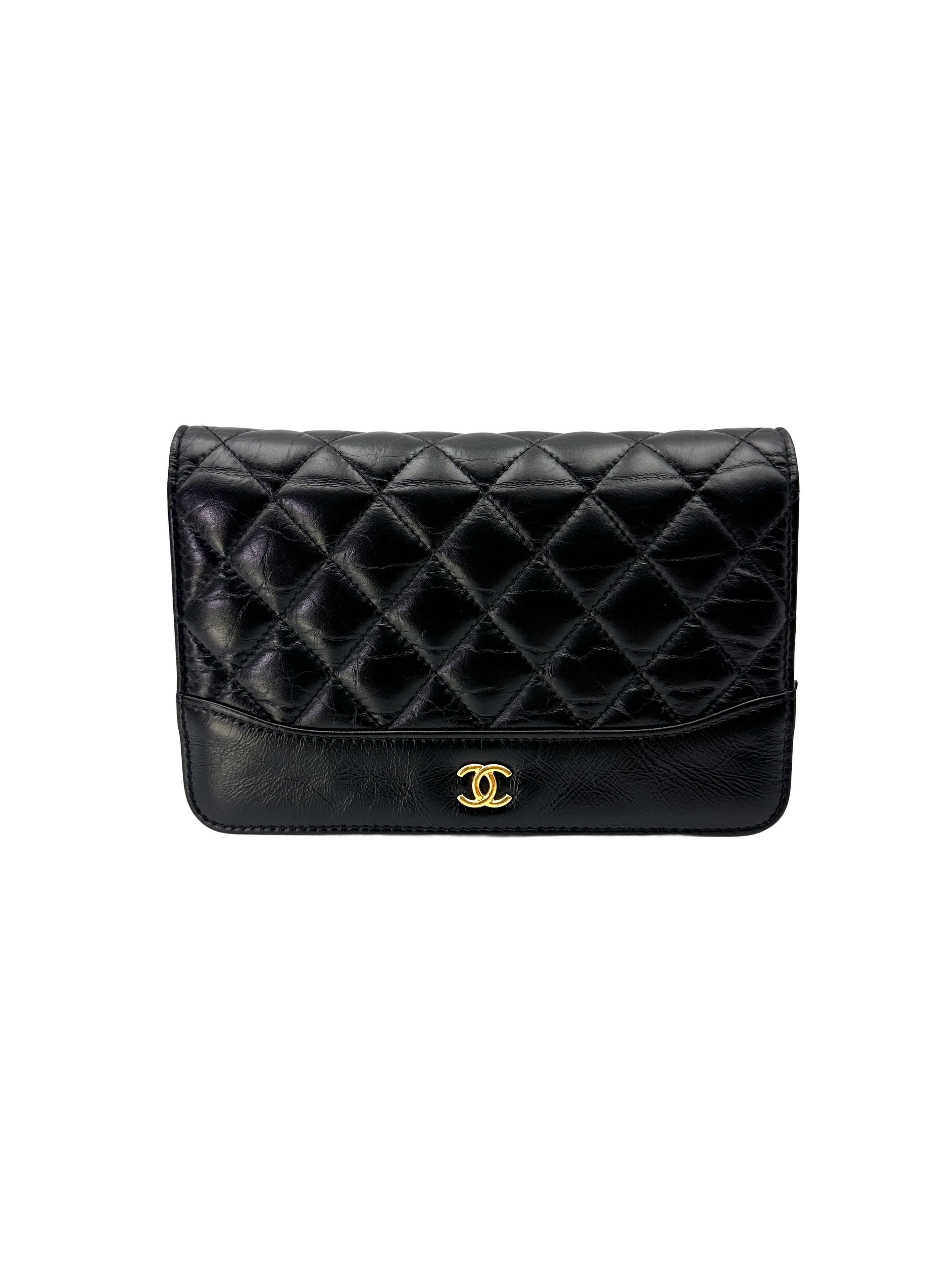 Chanel 19C Black Quilted Leather Wallet On Chain(24***99) CC2255