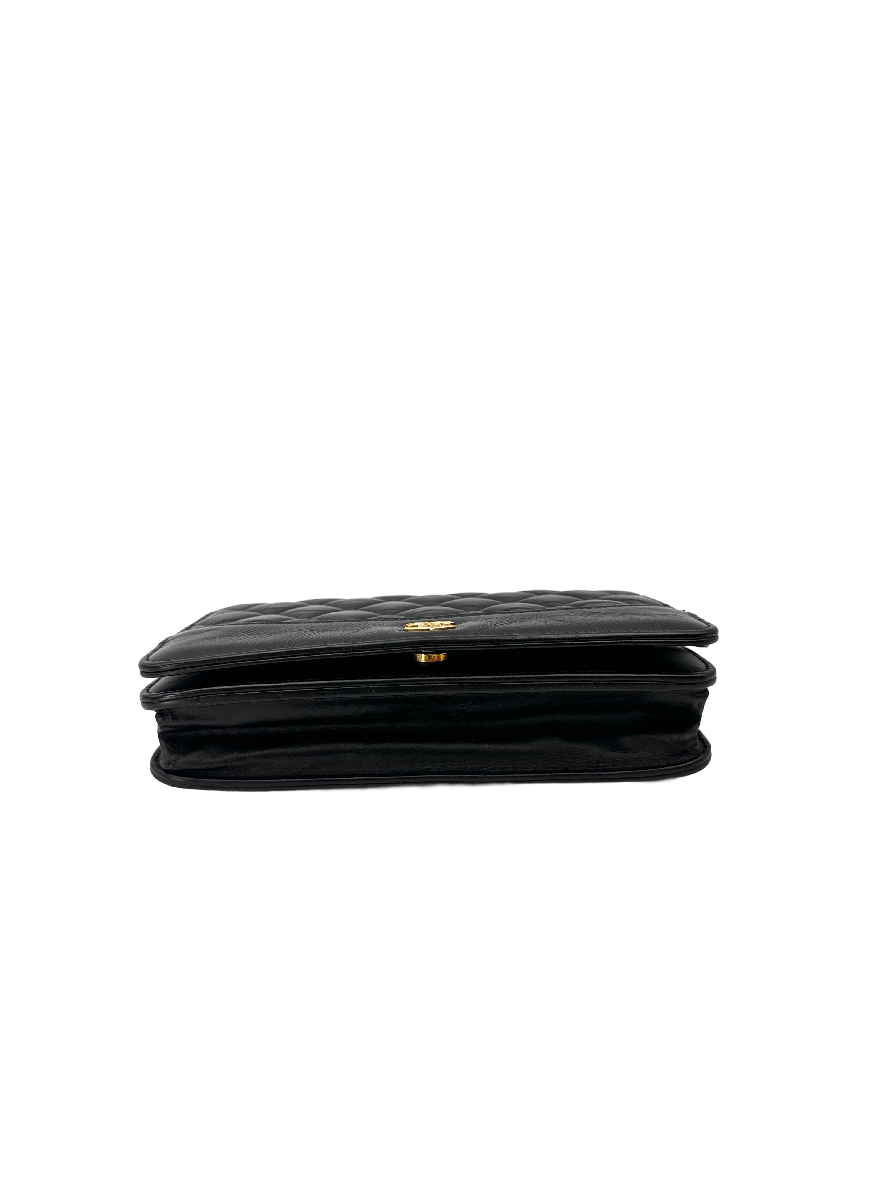 Chanel 19C Black Quilted Leather Wallet On Chain(24***99) CC2255