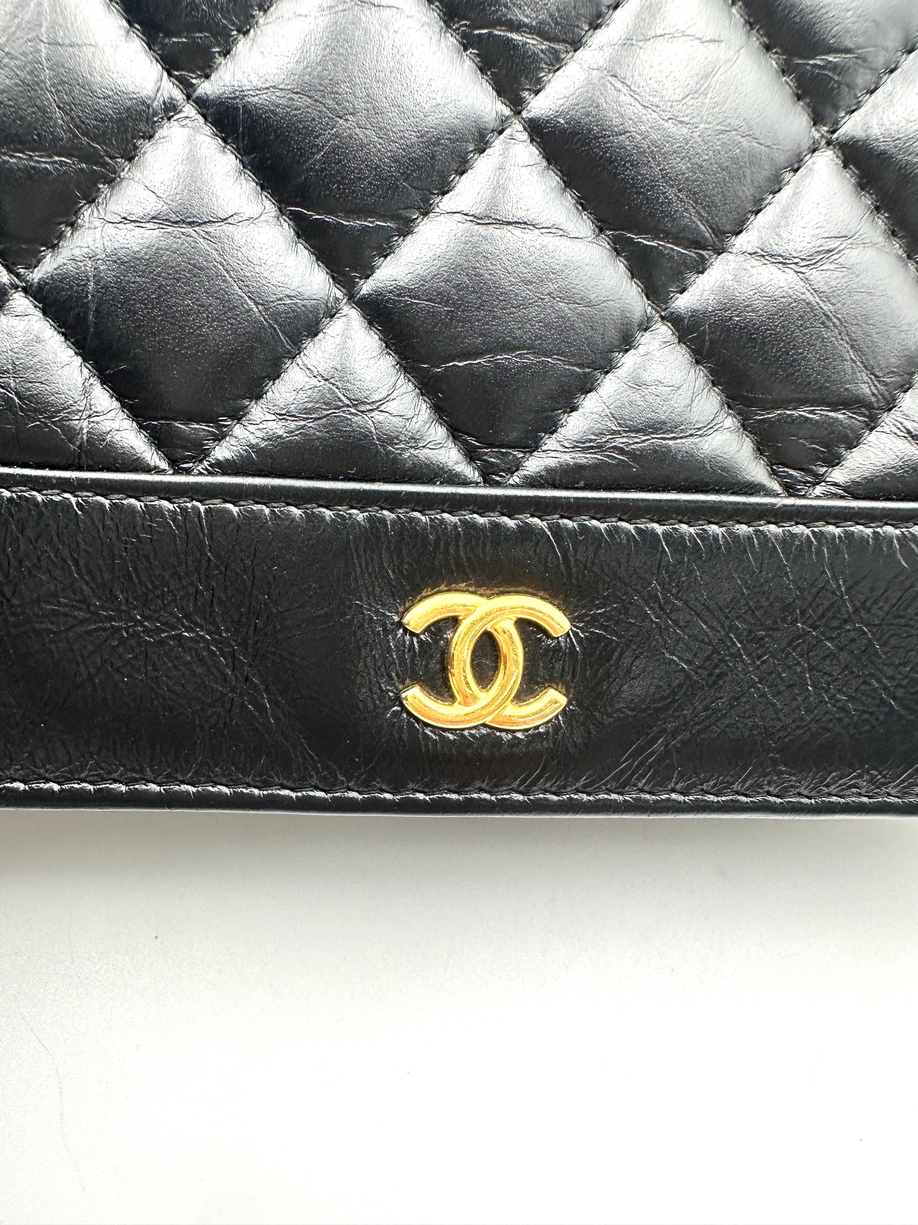 Chanel 19C Black Quilted Leather Wallet On Chain(24***99) CC2255