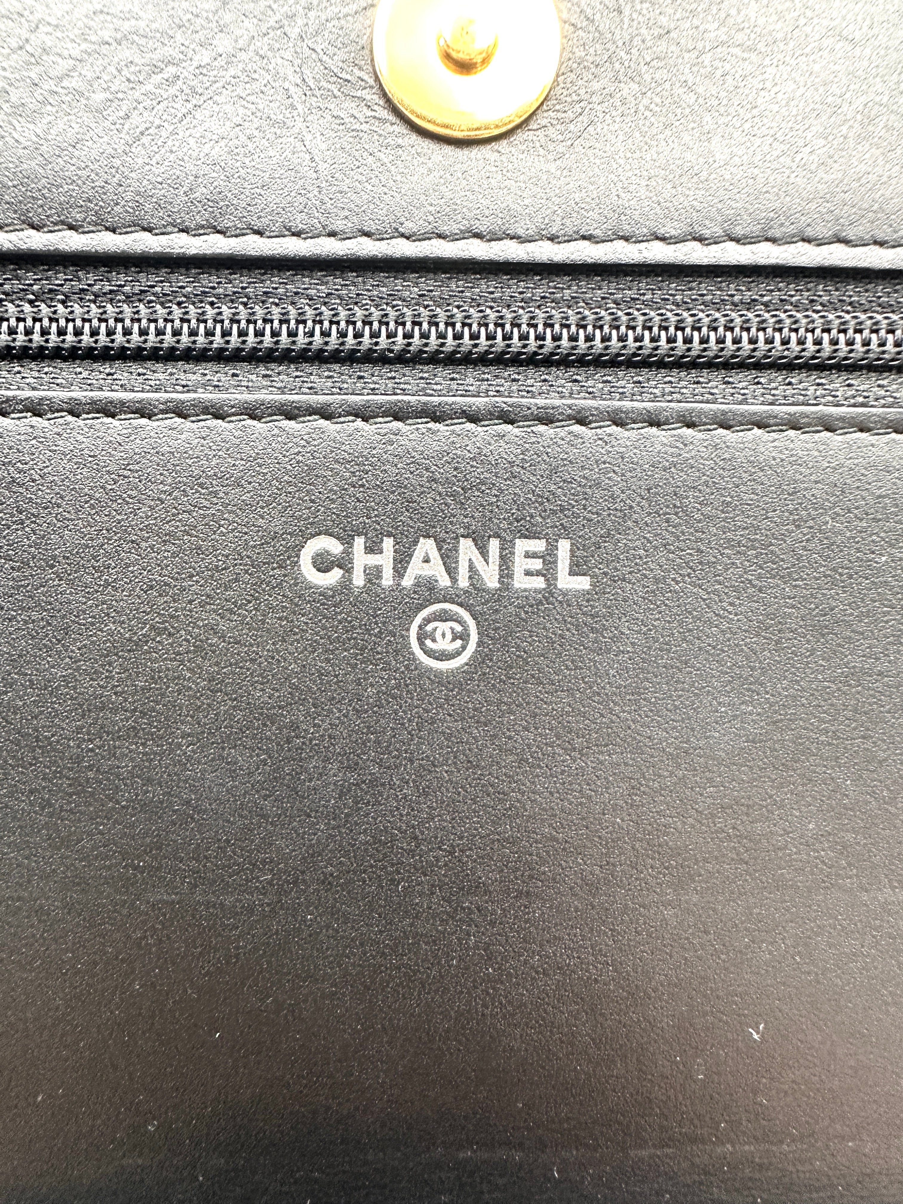 Chanel 19C Black Quilted Leather Wallet On Chain(24***99) CC2255