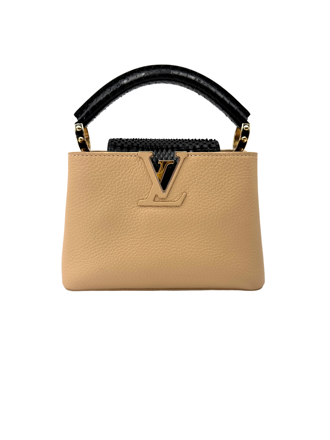 Louis Vuitton Capucines Beige Taurillon Leather Python Mini Handle Bag LV3113