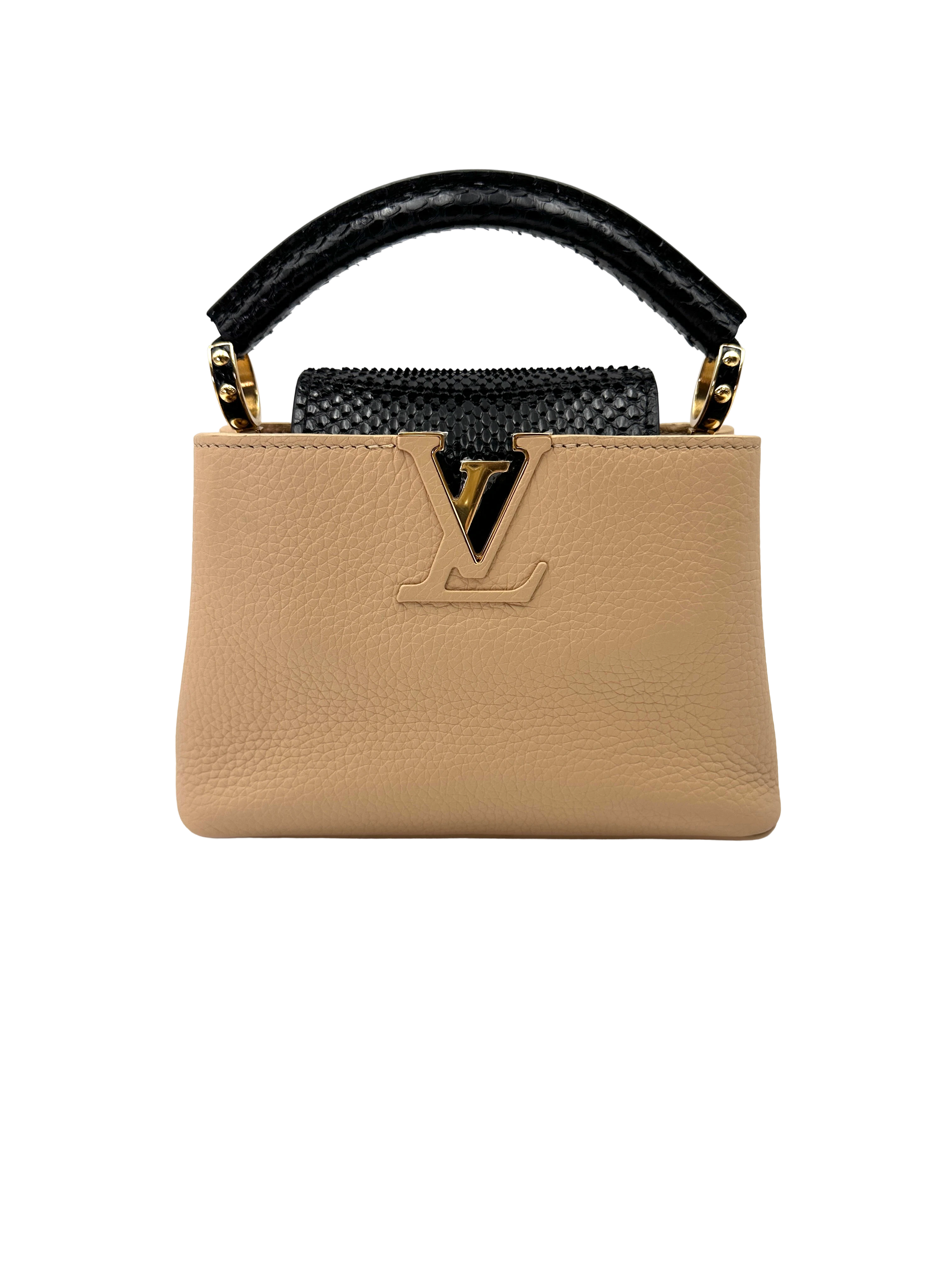 Louis Vuitton Capucines Pink Taurillon Leather Python Mini Handle Bag LV3114