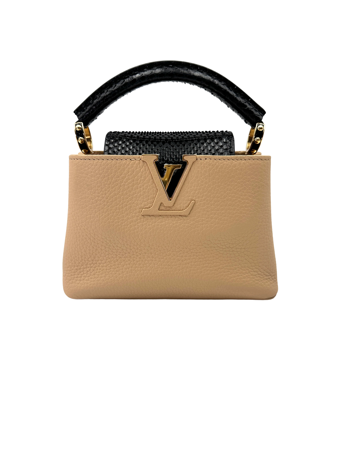 Louis Vuitton Capucines Pink Taurillon Leather Python Mini Handle Bag LV3114