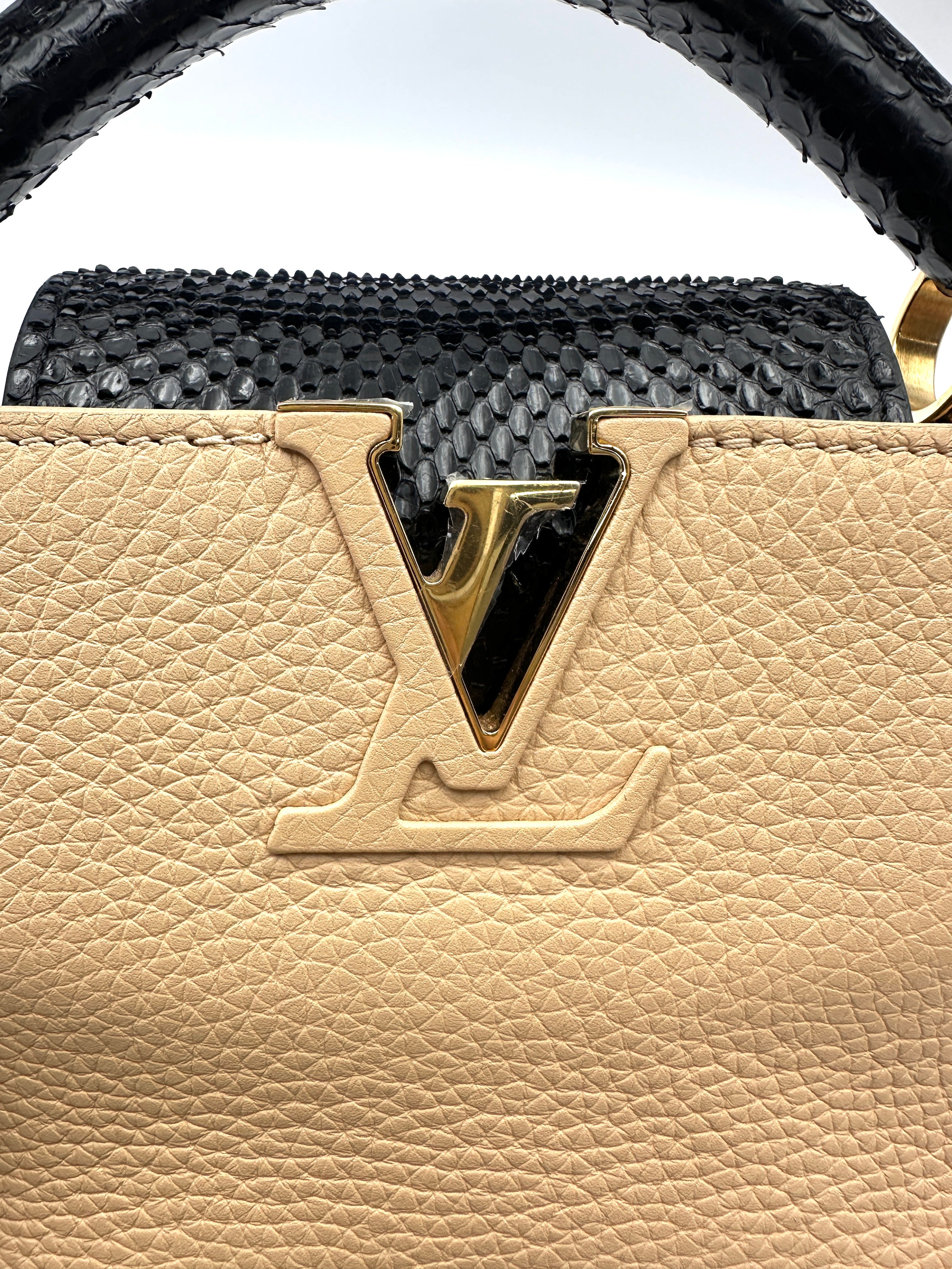 Louis Vuitton Capucines Pink Taurillon Leather Python Mini Handle Bag LV3114