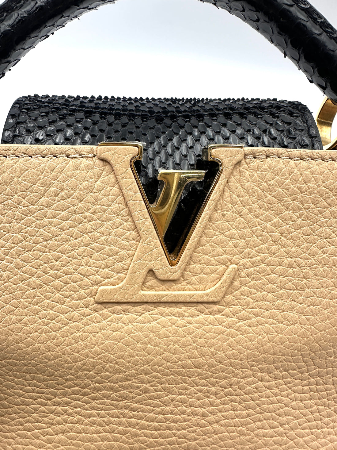 Louis Vuitton Capucines Pink Taurillon Leather Python Mini Handle Bag LV3114