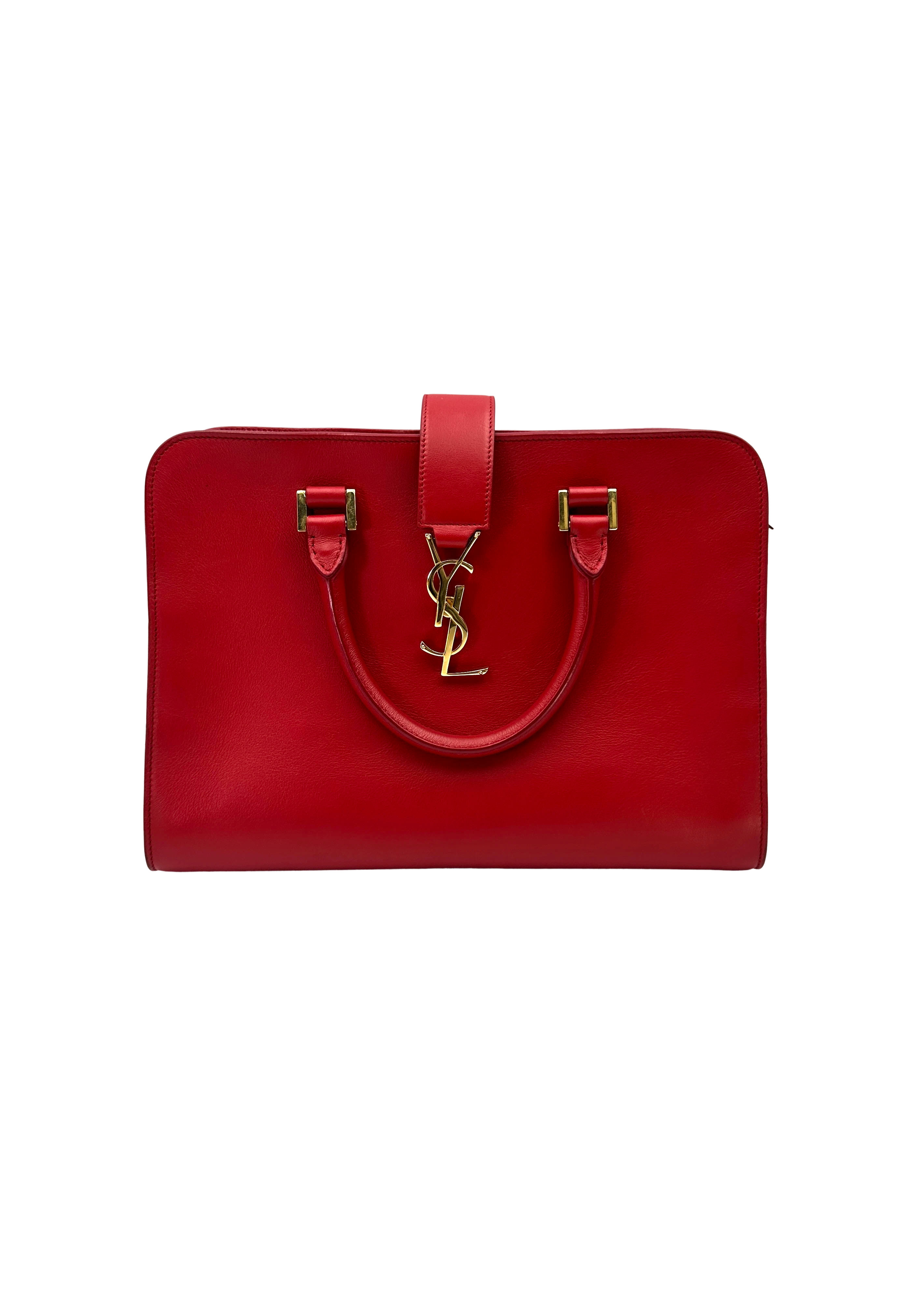 Saint Laurent Chyc Cabas Red Leather Handle Bag SL269