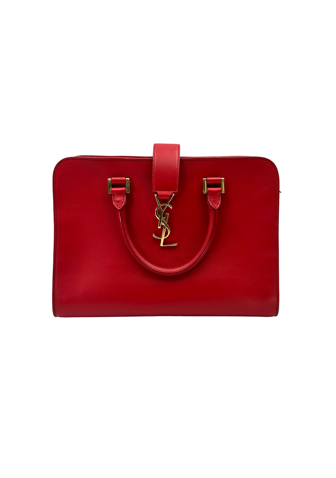 Saint Laurent Chyc Cabas Red Leather Handle Bag SL269