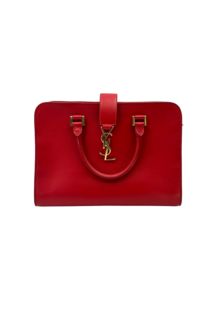 Saint Laurent Chyc Cabas Red Leather Handle Bag SL269