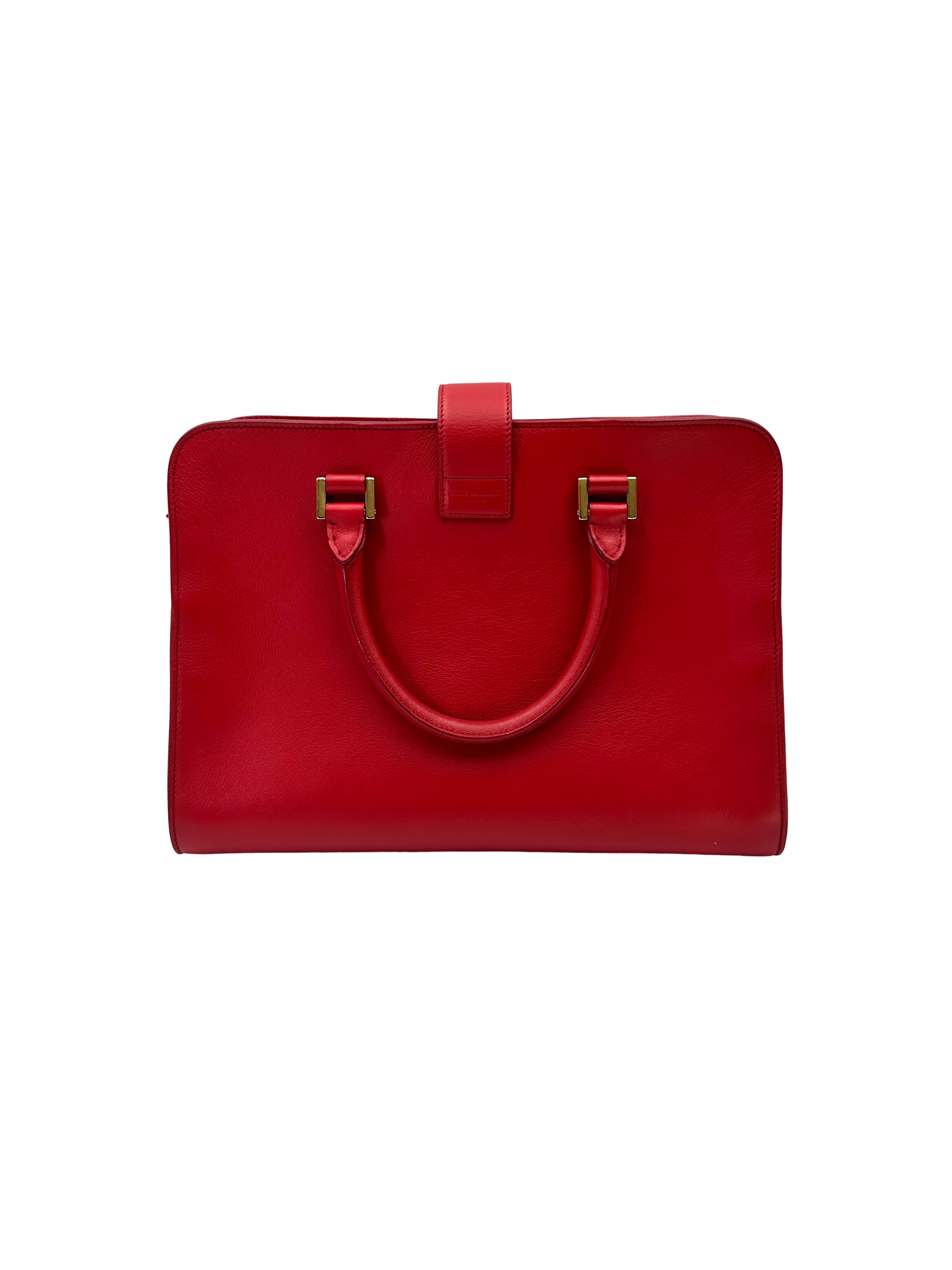 Saint Laurent Chyc Cabas Red Leather Handle Bag SL269
