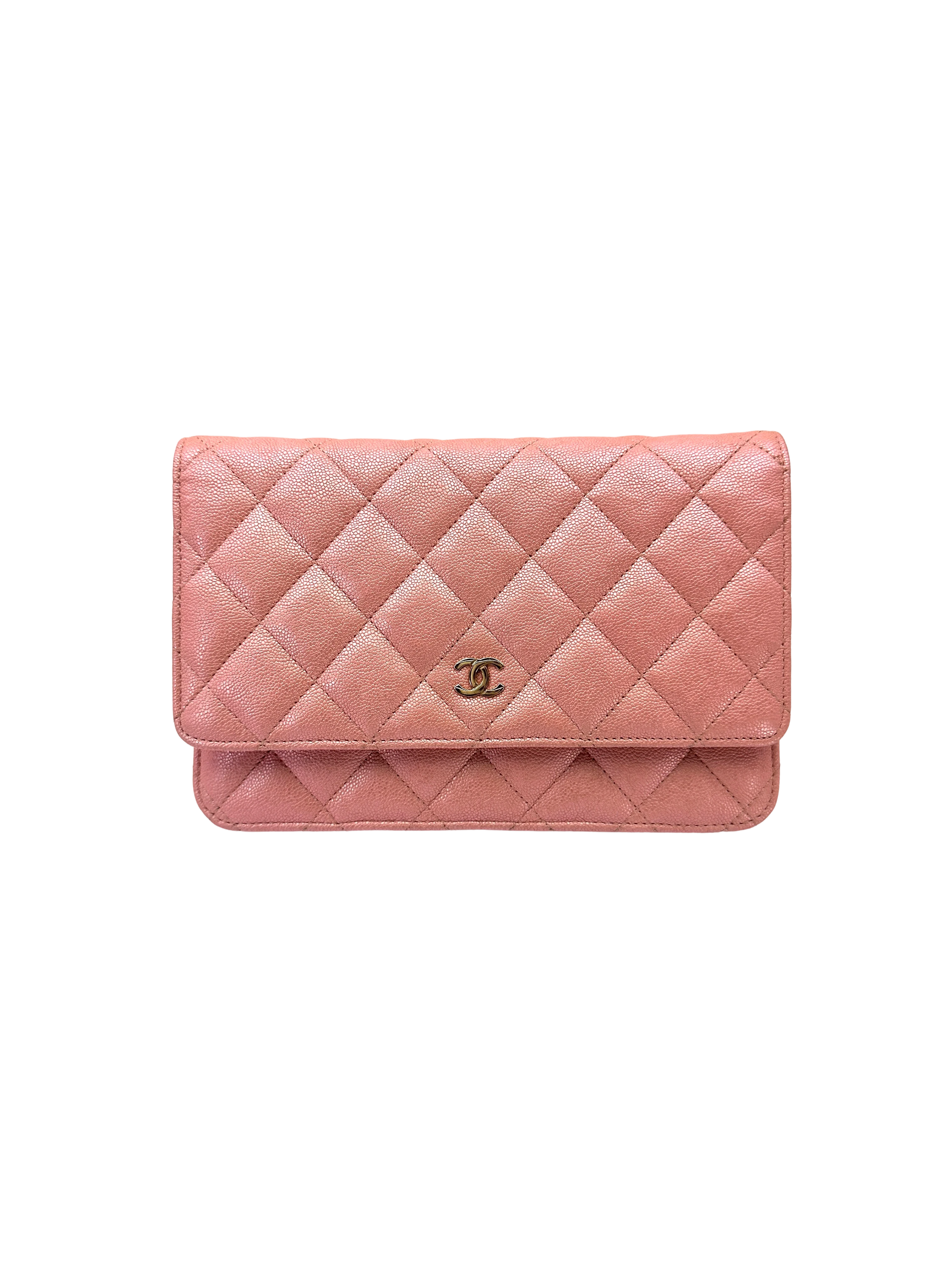 Chanel Iridescent Pink Quilted Leather Wallet On Chain(27***59) CC2259