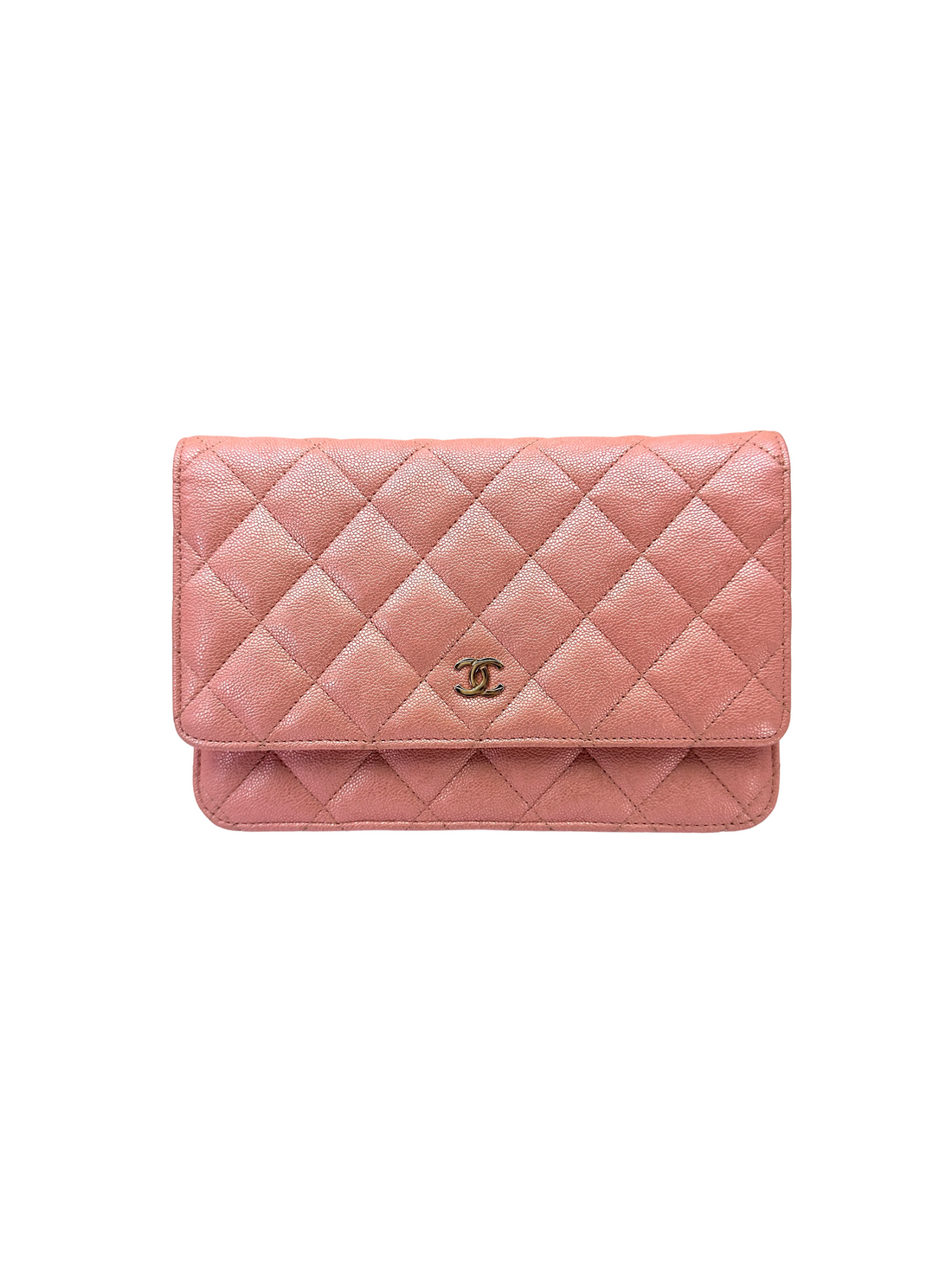 Chanel Iridescent Pink Quilted Leather Wallet On Chain(27***59) CC2259