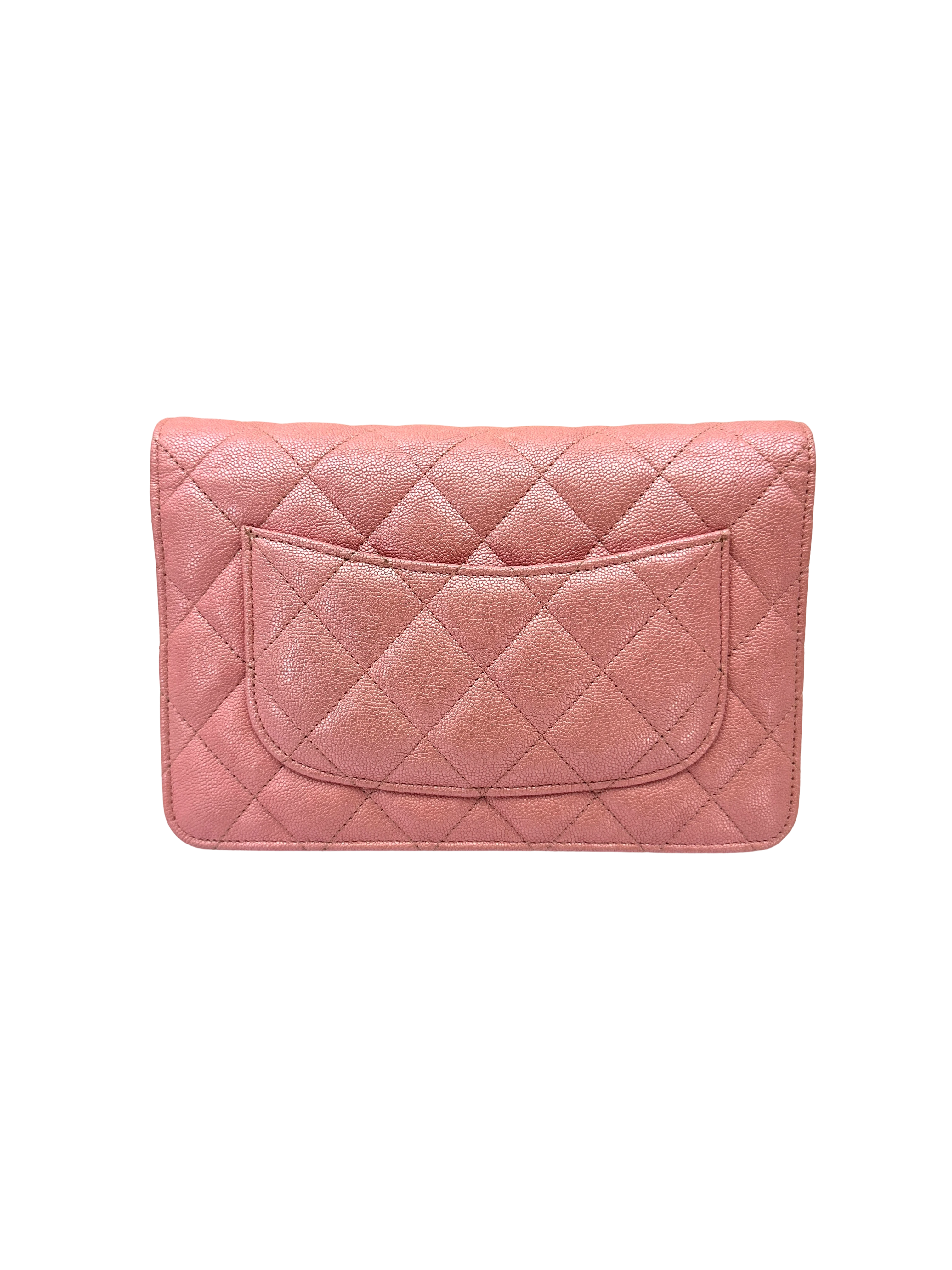 Chanel Iridescent Pink Quilted Leather Wallet On Chain(27***59) CC2259