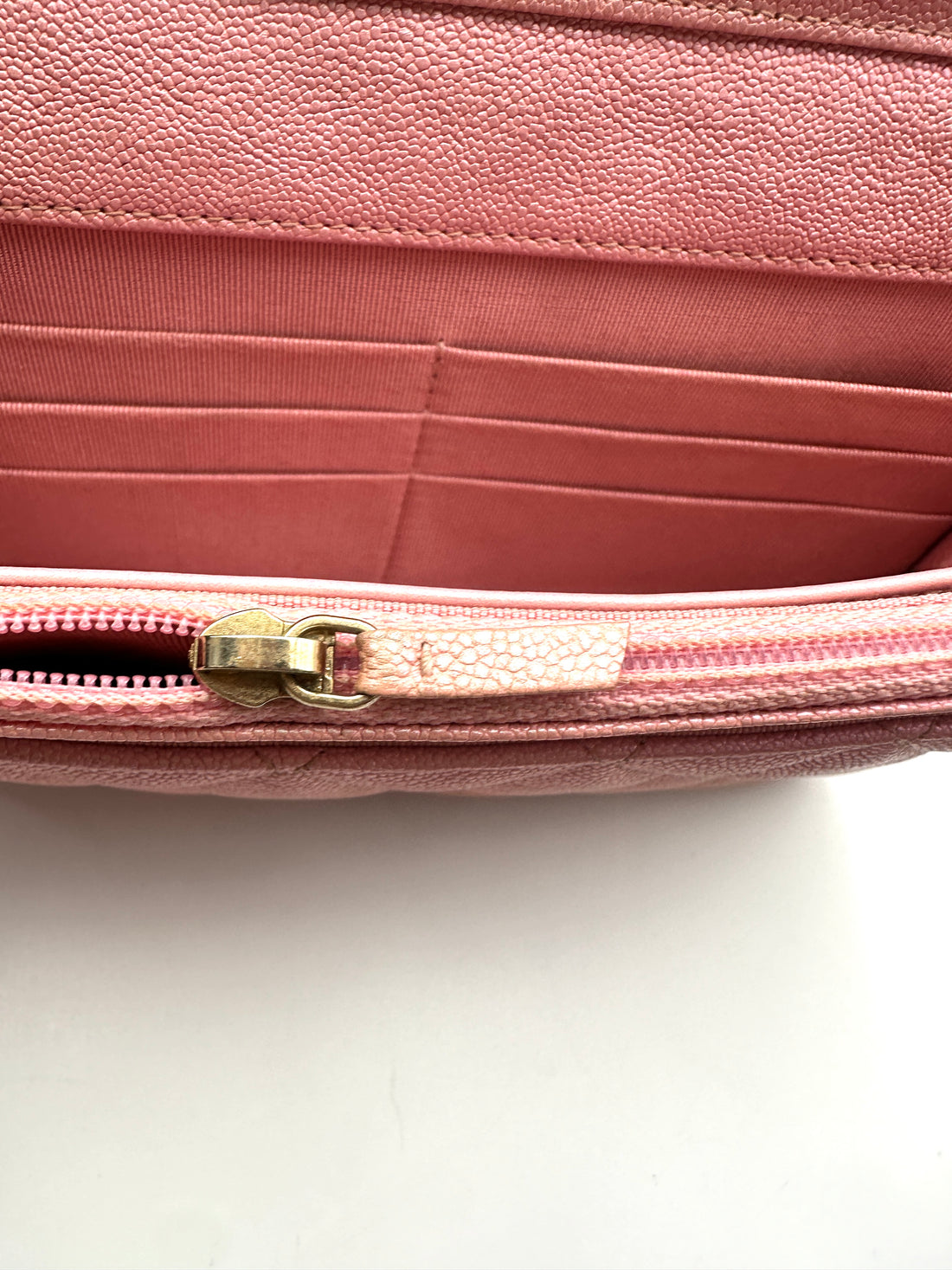 Chanel Iridescent Pink Quilted Leather Wallet On Chain(27***59) CC2259