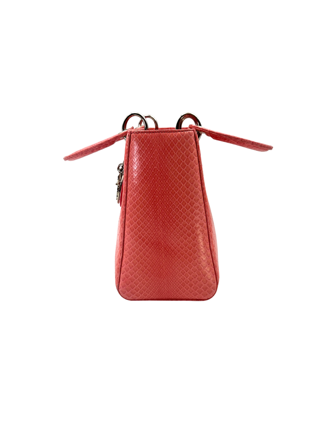 Christian Dior Lady Dior Pink Python Leather Handle Bag DR824