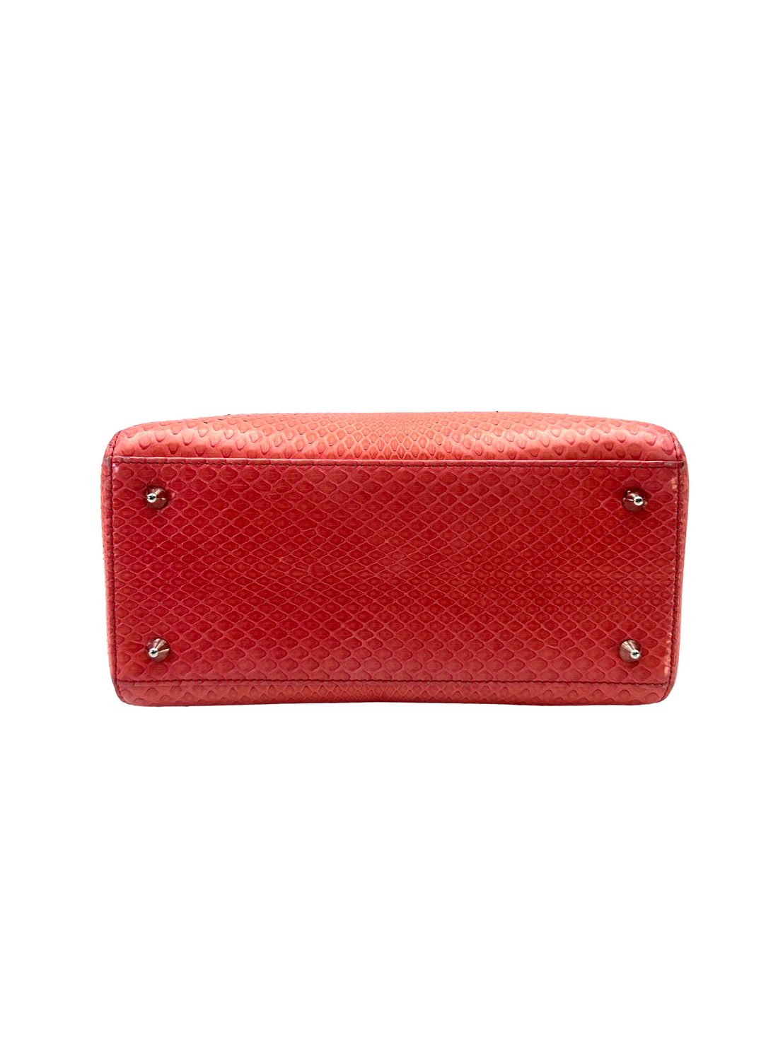 Christian Dior Lady Dior Pink Python Leather Handle Bag DR824