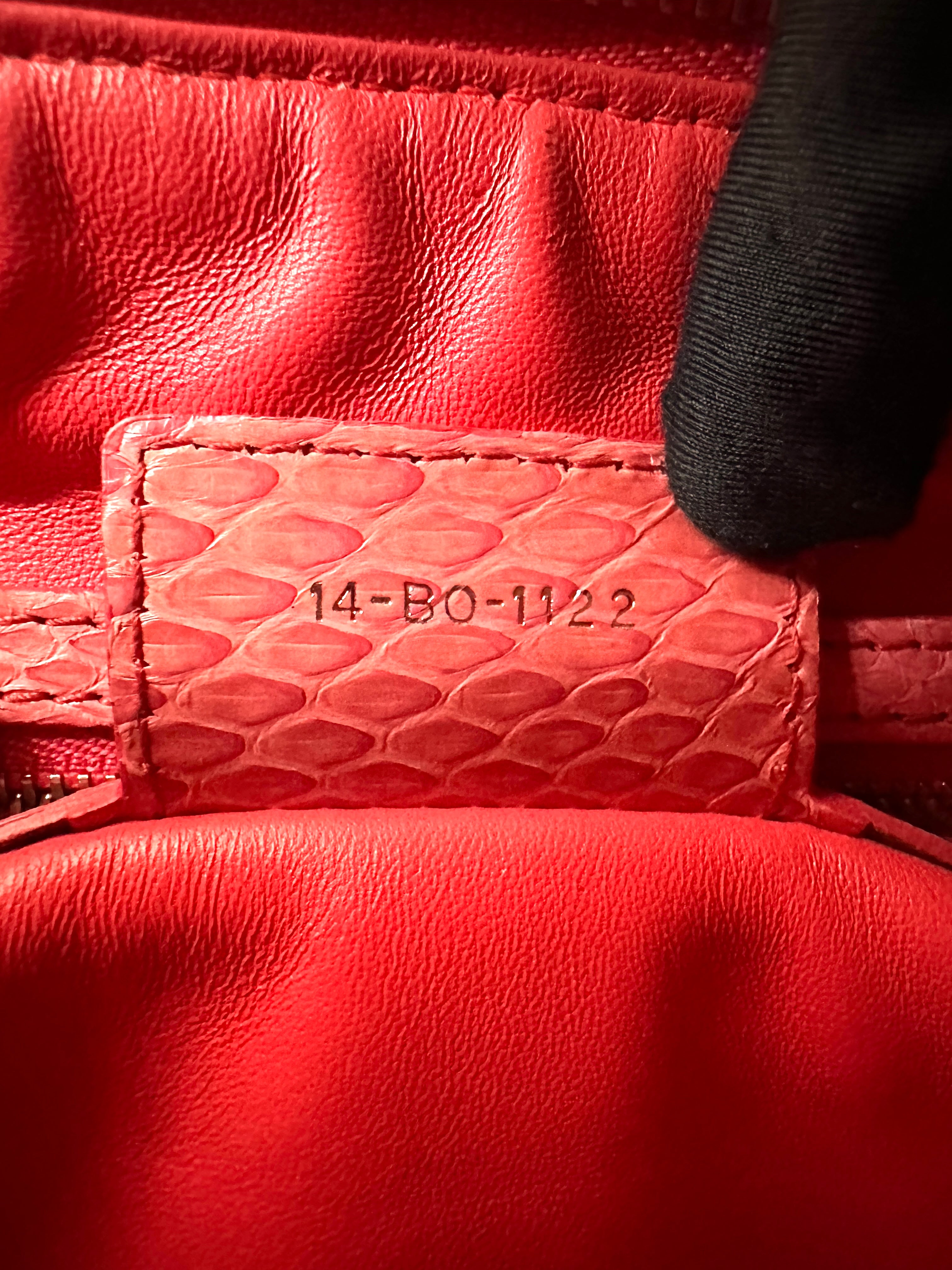 Christian Dior Lady Dior Pink Python Leather Handle Bag DR824