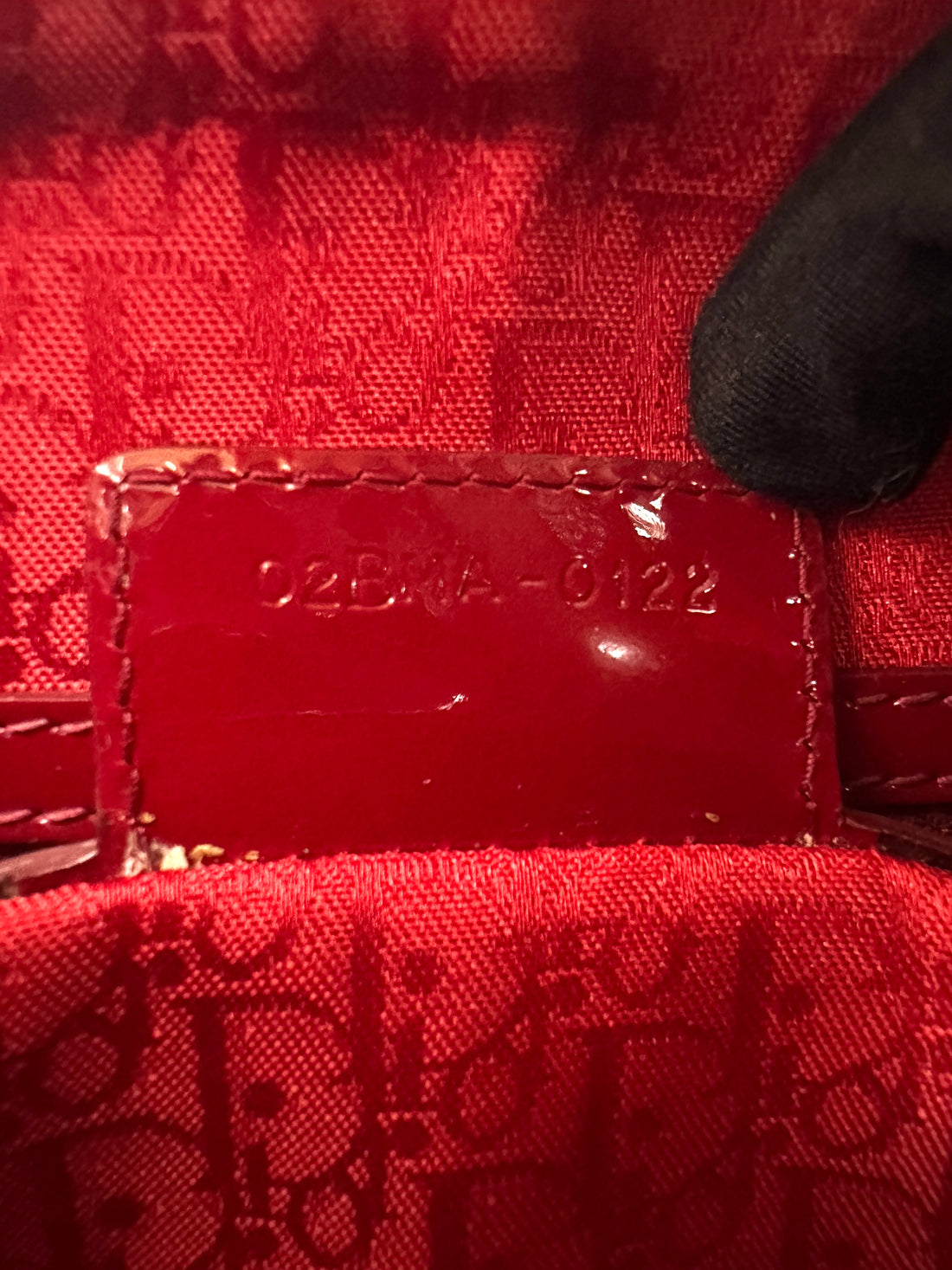 Christian Dior Lady Dior Red Cannage Patent Leather Handle Bag DR823