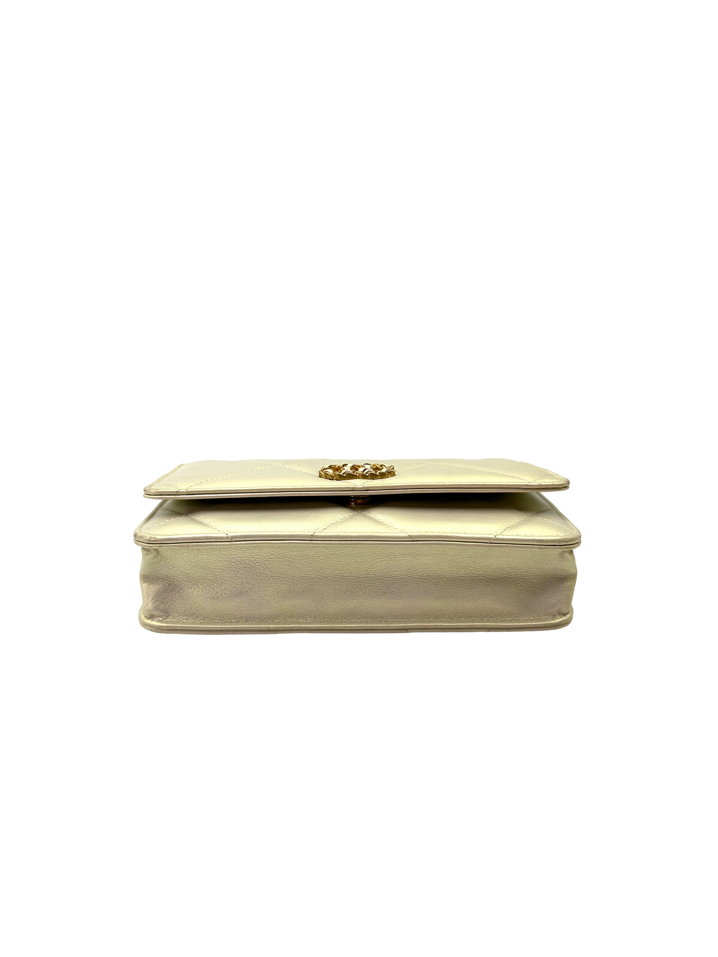 Chanel 19Bag Iridescent White Quilted Leather Wallet On Chain(30***32) CC2258