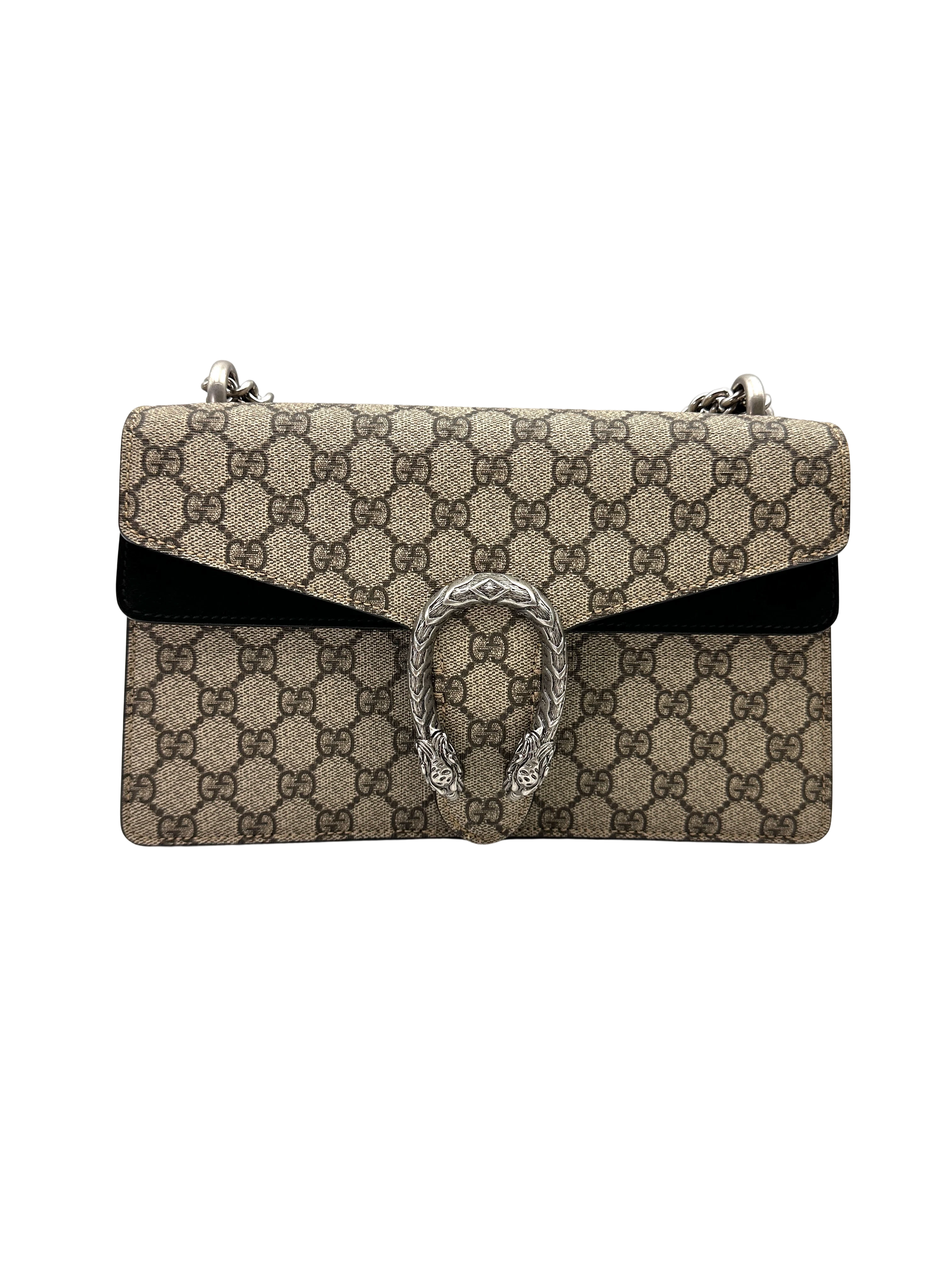 Gucci Dionysus GG Supreme Canvas Medium Size Shoulder Bag With Black Tirm GG1366