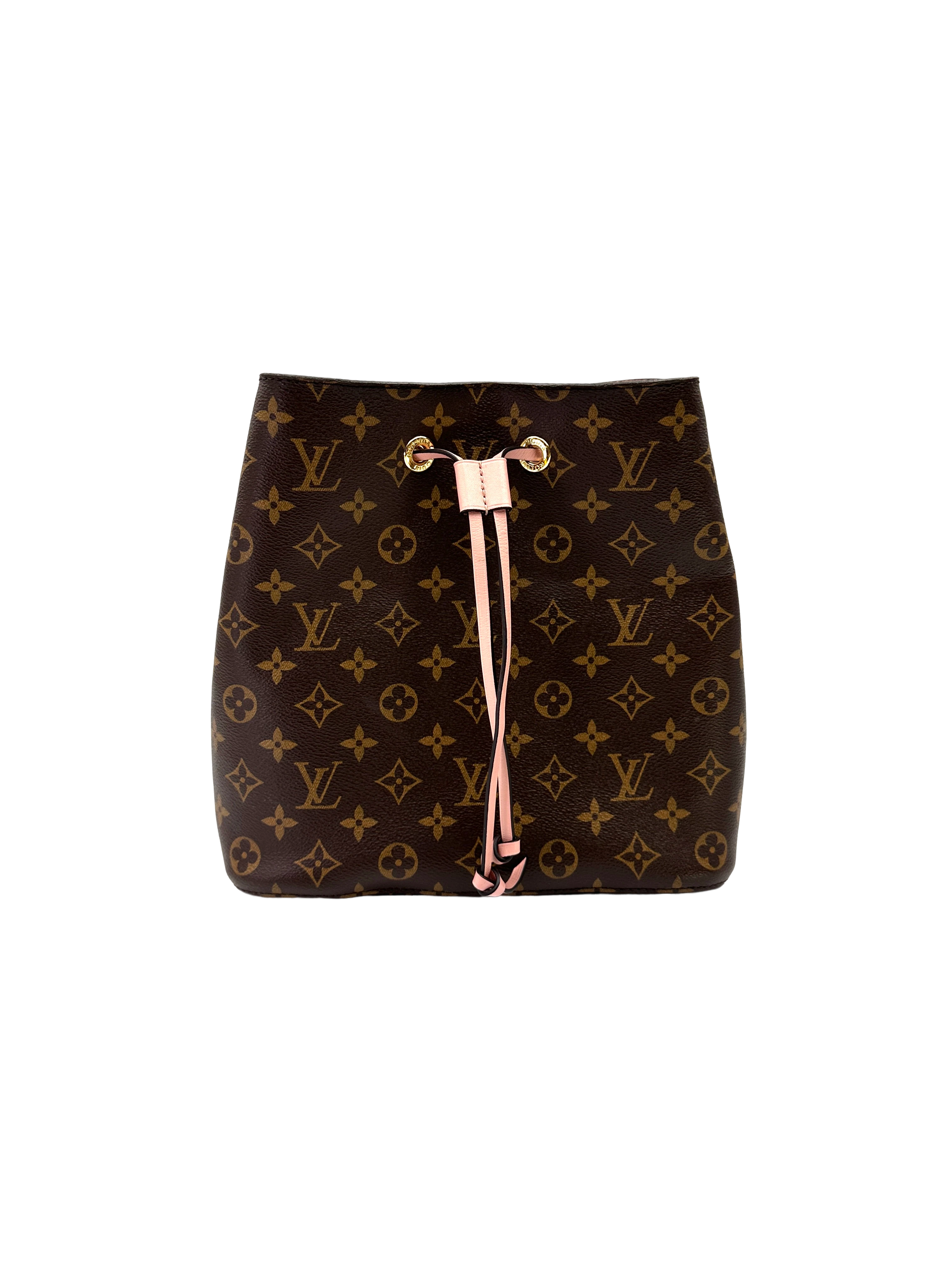 Louis Vuitton Neonoe Monogram Canvas Bucket Bag With Pink Drawstring LV3127