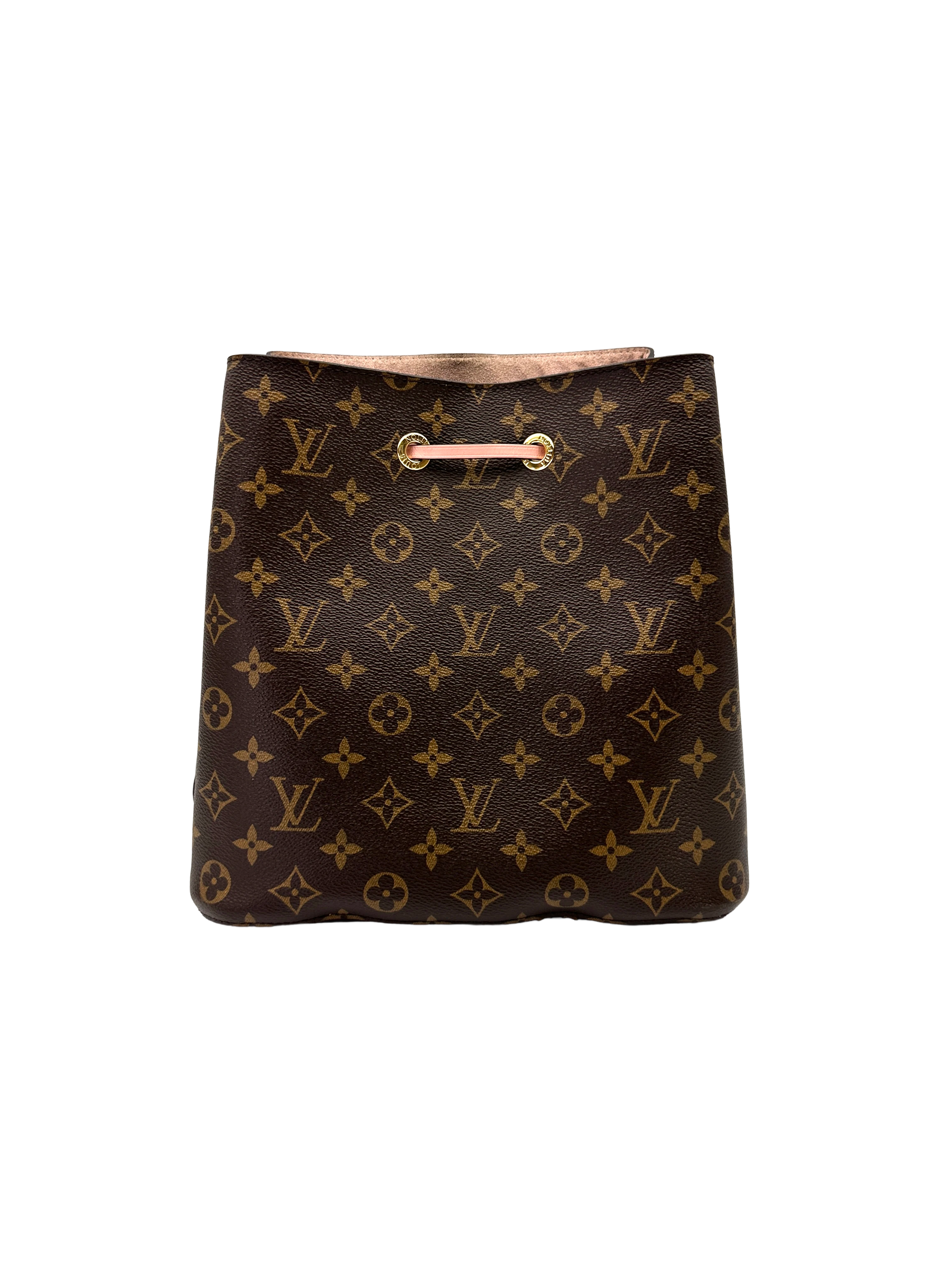Louis Vuitton Neonoe Monogram Canvas Bucket Bag With Pink Drawstring LV3127