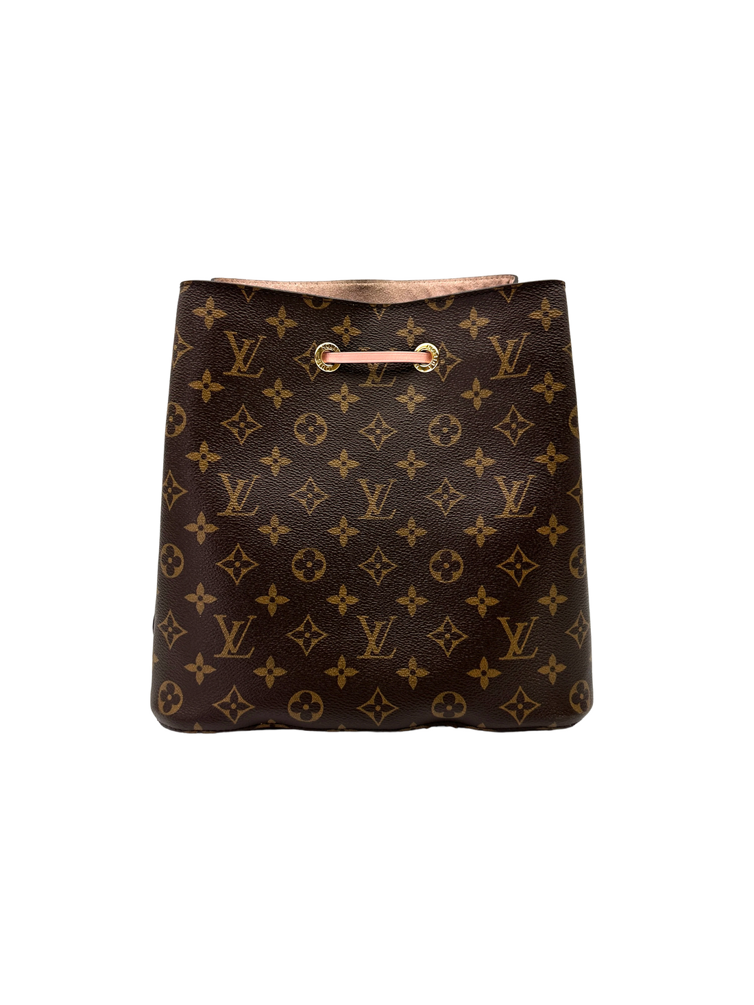 Louis Vuitton Neonoe Monogram Canvas Bucket Bag With Pink Drawstring LV3127