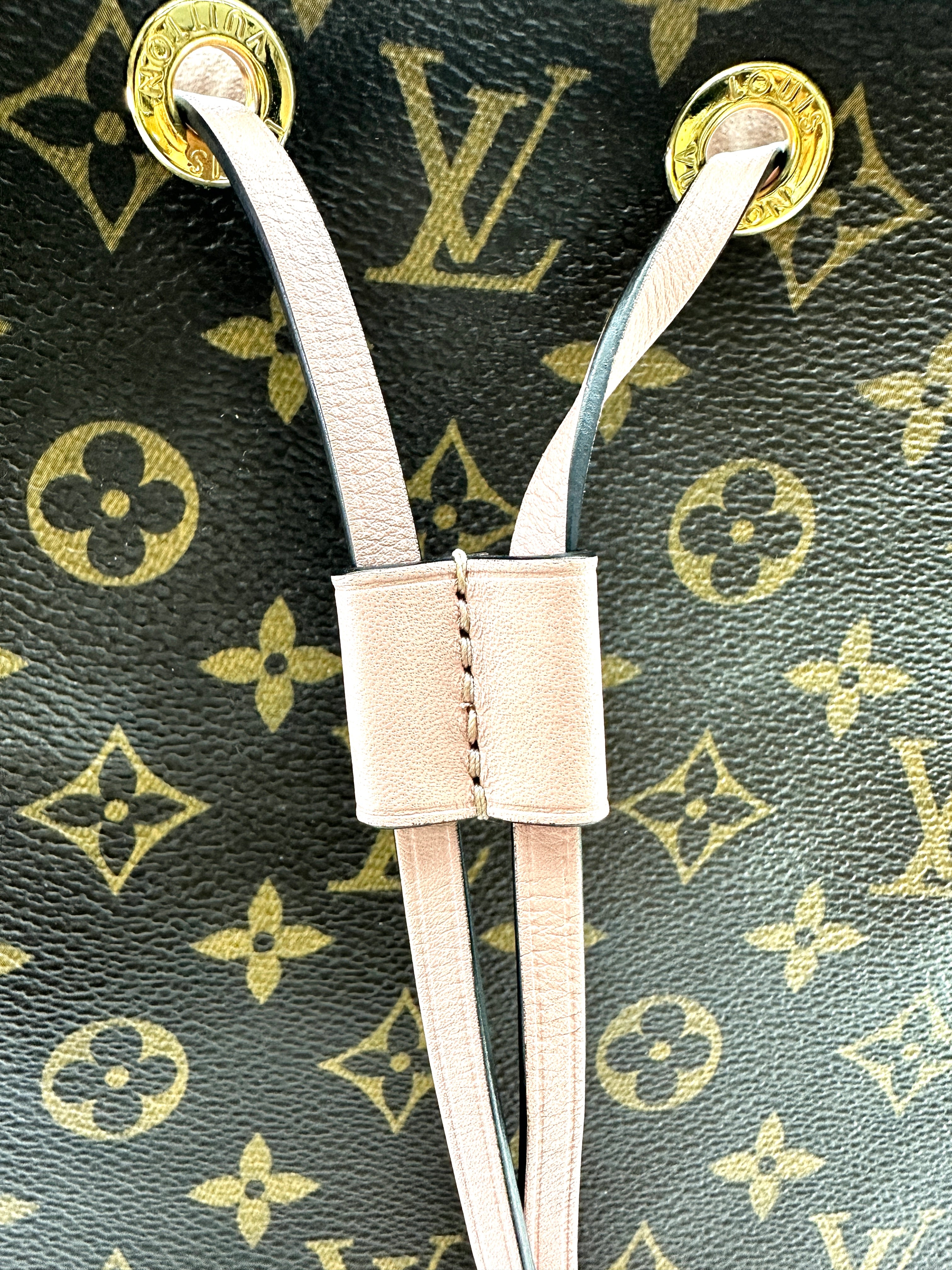 Louis Vuitton Neonoe Monogram Canvas Bucket Bag With Pink Drawstring LV3127
